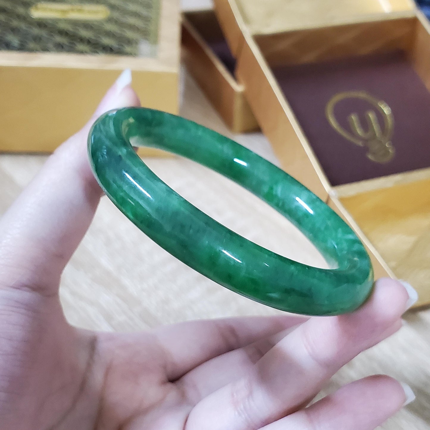 High Quality 48–72mm Jadeite Jade Green YingMart Bangle Bracelets Gift for Her Grandma Sister Mom Mens Feng Shui Personalized Jewelry