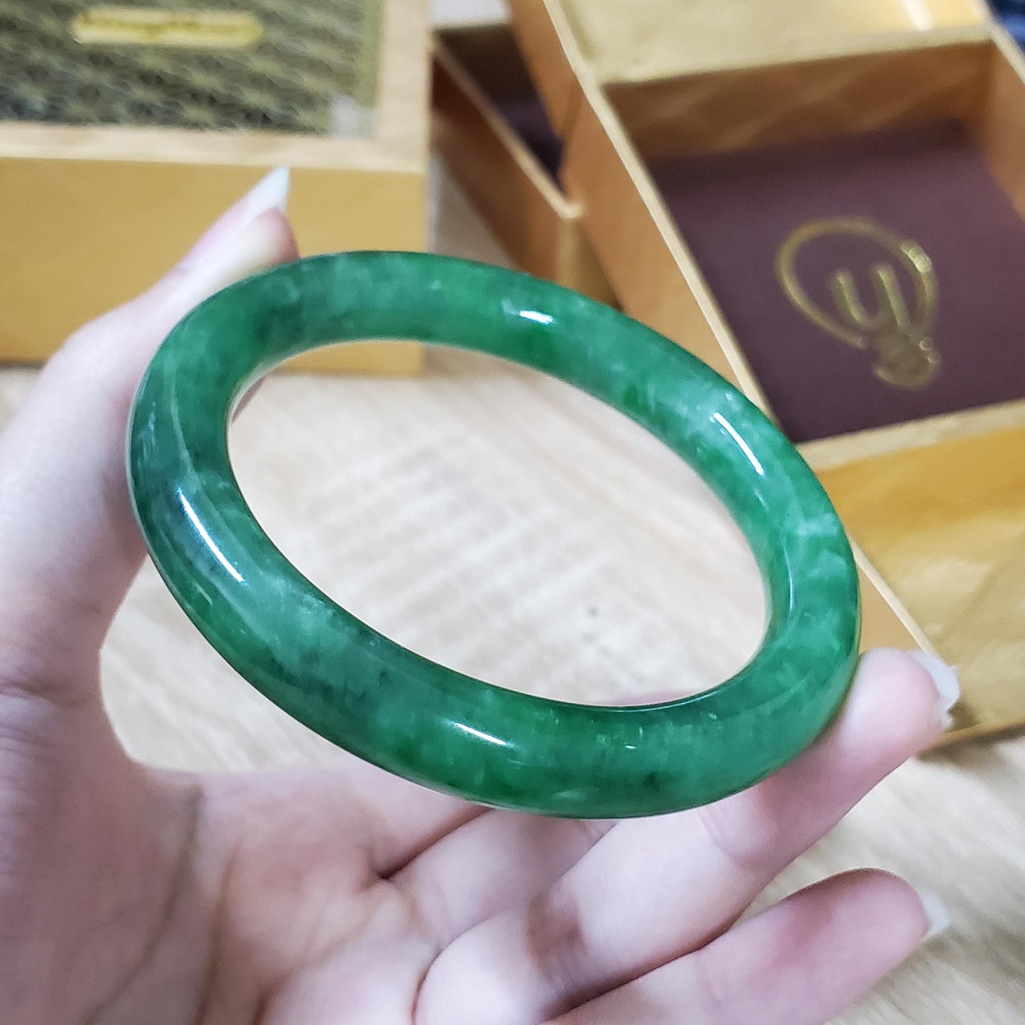 High Quality 48–72mm Jadeite Jade Green YingMart Bangle Bracelets Gift for Her Grandma Sister Mom Mens Feng Shui Personalized Jewelry