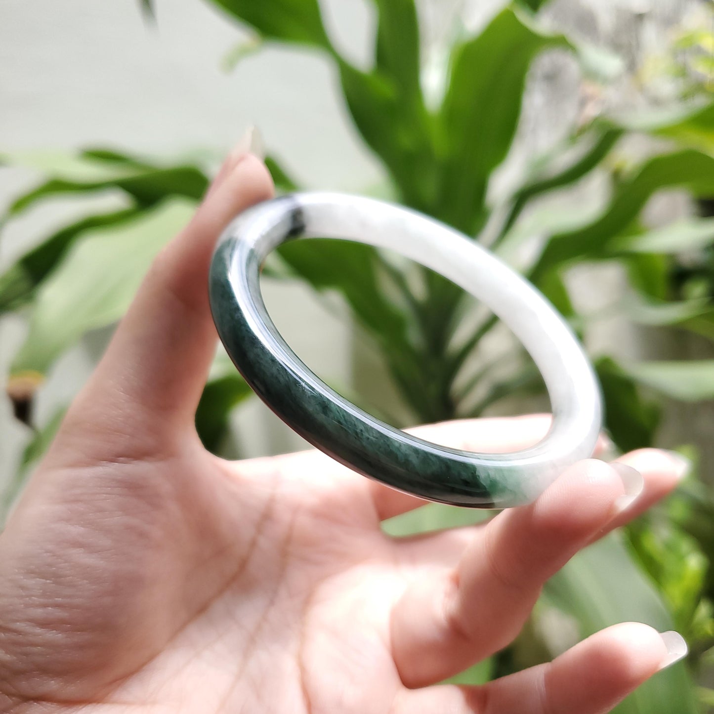 High Quality 48–72mm Natural-Colour Jade Cert No. B White Black Green YingMart Jadeite Bangle Burmese Gift for Her Sister Mother Grandma