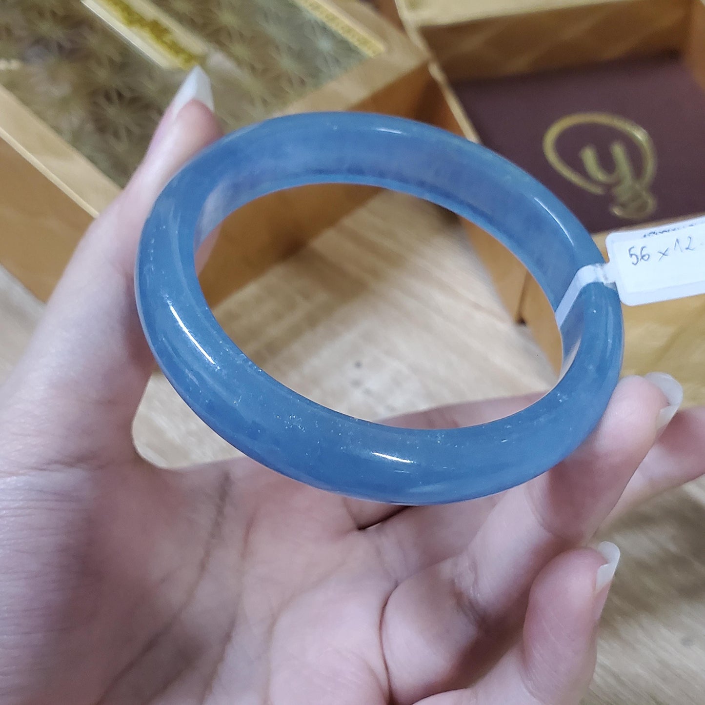 High Quality 48β60mm Aquamarine Light Blue Round YingMart Bangle, Gift for Sister, Grandma, Gemstone, Womens, Personalized Jewelry