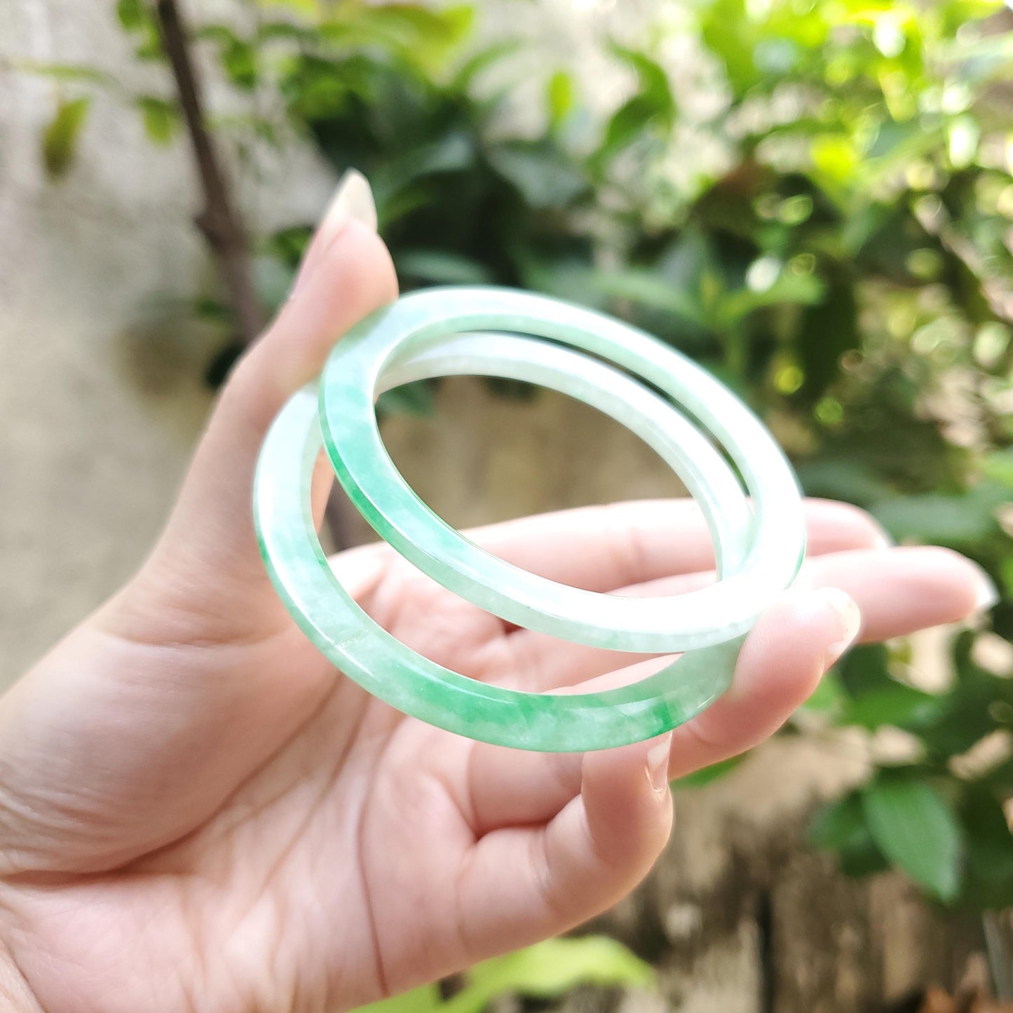 High Quality 48-72mm Natural-Colour Jadeite Bangle, Light To Medium Green, Burmese Jade, Personalized Jewelry, Gift for Mom, Sister, Mens
