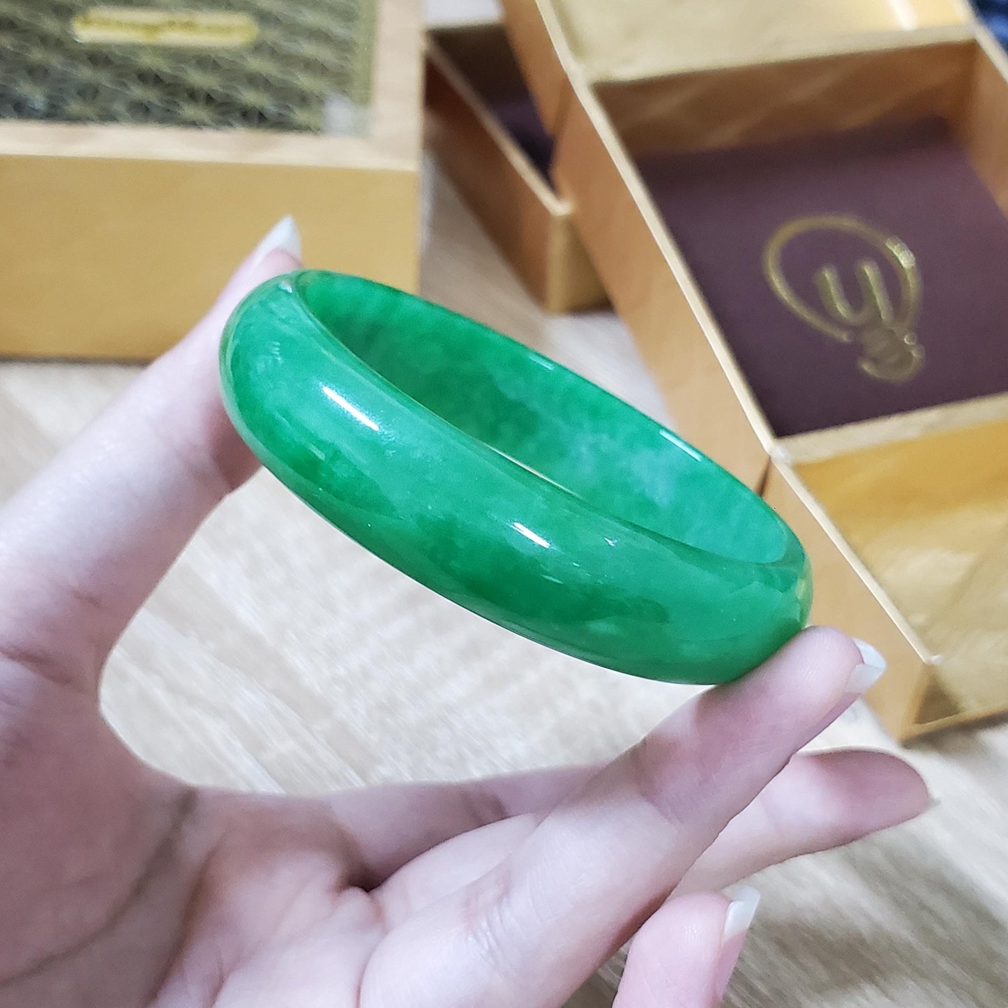 High Quality 48–72mm Jadeite Jade Green YingMart Bangle Bracelets Gift for Her Grandmother Sister Mom Grandma Mens Feng Shui Personalized