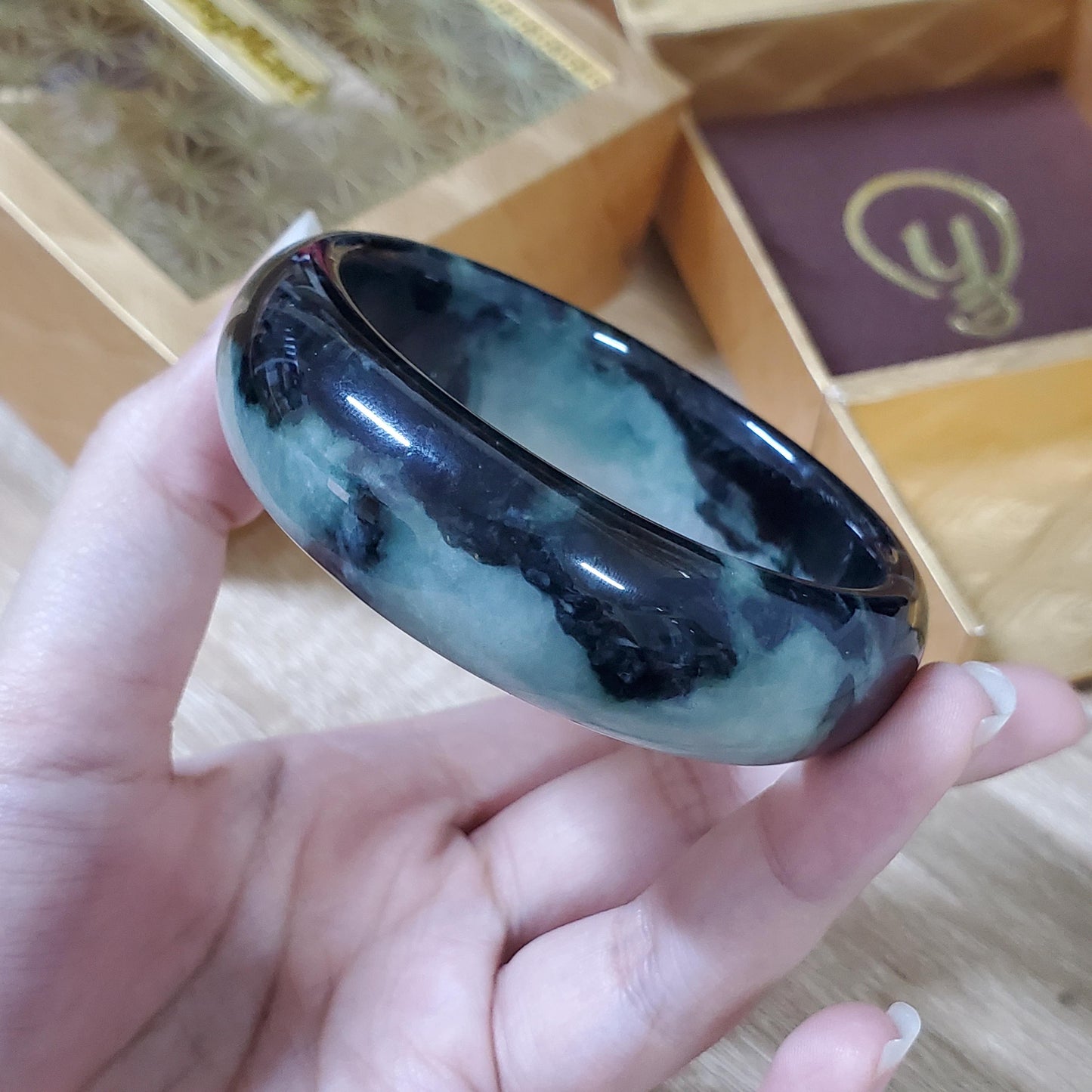 High Quality 48–72mm Jadeite Jade Green White Black YingMart Bangle Gift for Her Mom Sister Grandma Mens Feng Shui Personalized