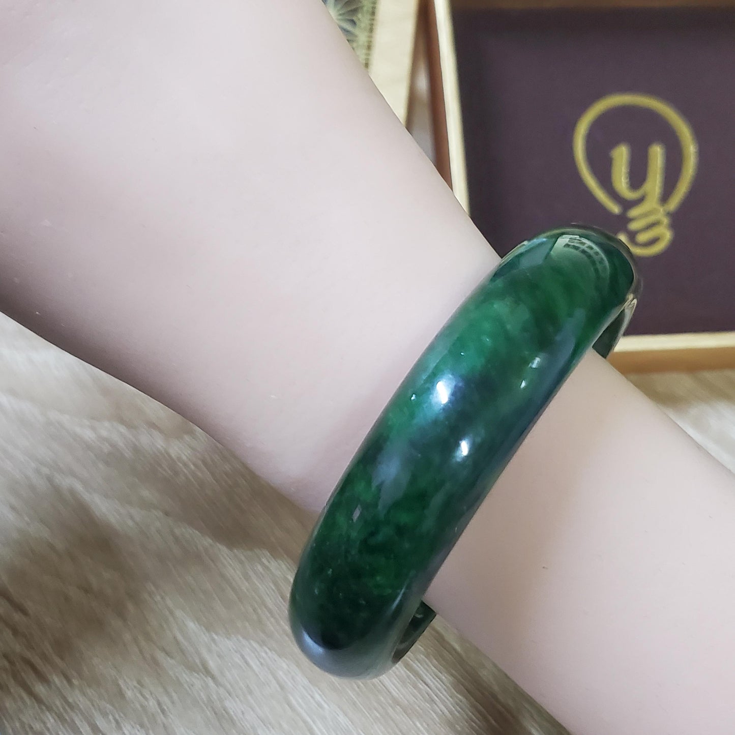 High Quality 48–72mm Jadeite Jade Dark Green Bangle Gift for Her Grandma Mens Mother Sister Feng Shui Personalized