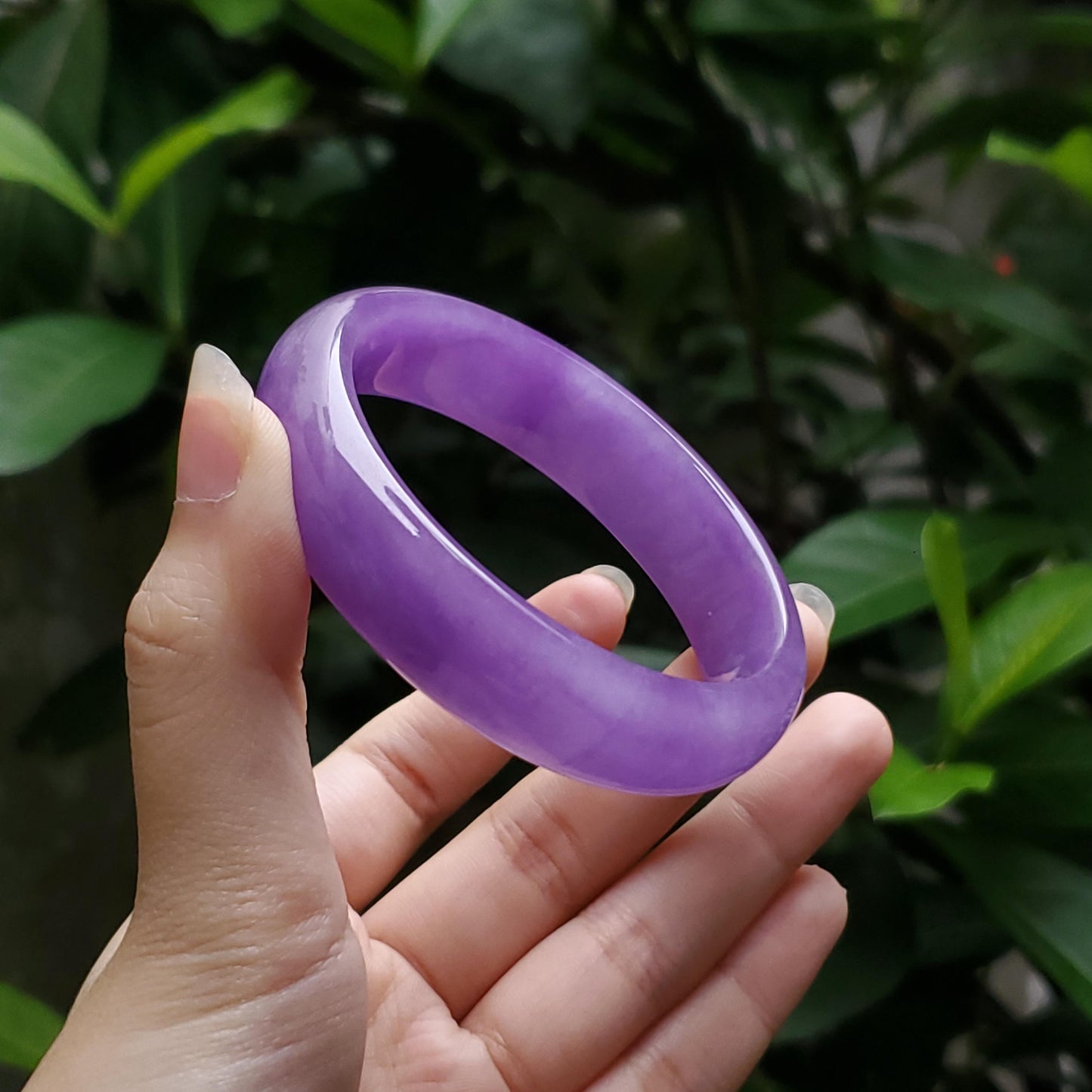 High Quality 48–72mm Jadeite Jade Purple Bangle Bracelets Genuine Feng Shui Jewelry Gift for Her Mom Sister Grandma Personalized