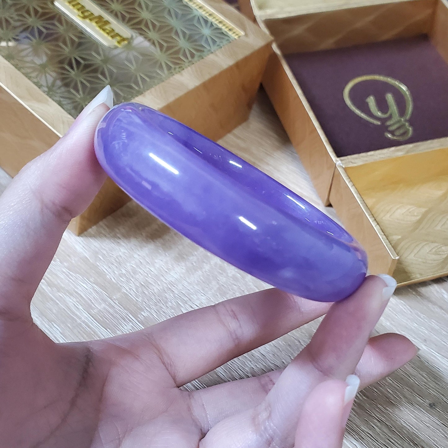 High Quality 48–72mm Jadeite Jade Purple Bangle Bracelets Genuine Feng Shui Jewelry Gift for Her Mom Sister Grandma Personalized