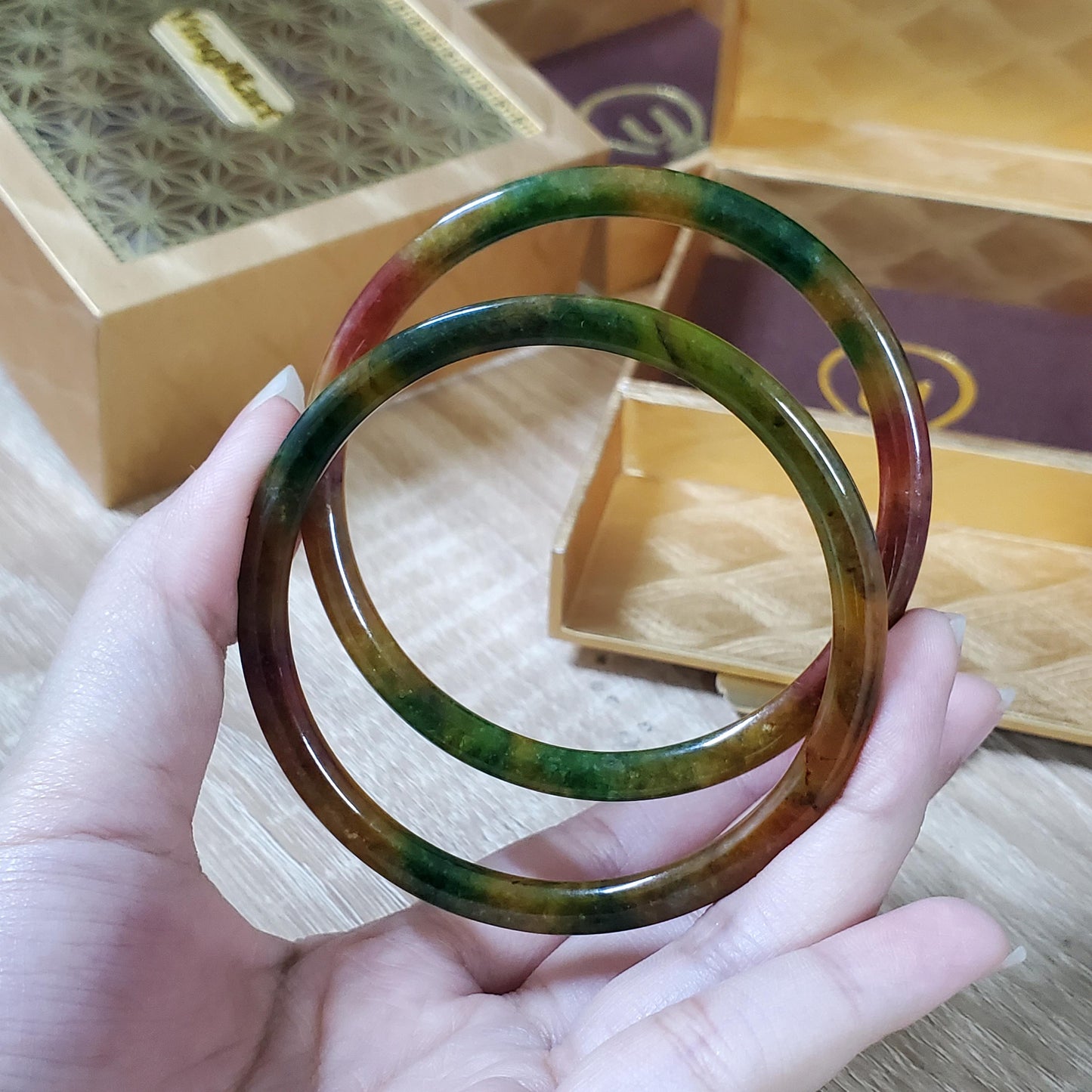 High Quality 48–60mm Pair Jadeite Jade Yellow Green Red YingMart Bracelets Gift for Her Mom Sister Mens Personalized Feng Shui