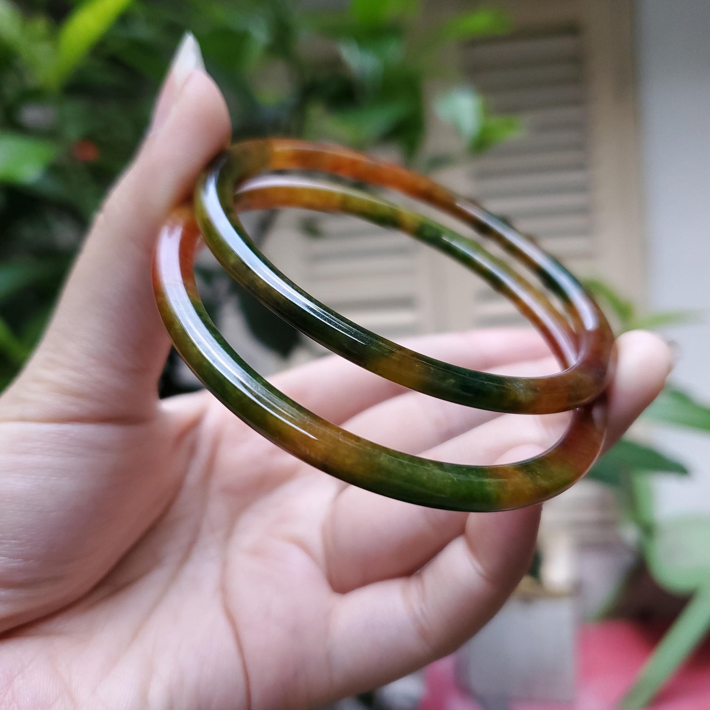 High Quality 48–60mm Pair Jadeite Jade Yellow Green Red YingMart Bracelets Gift for Her Mom Sister Mens Personalized Feng Shui
