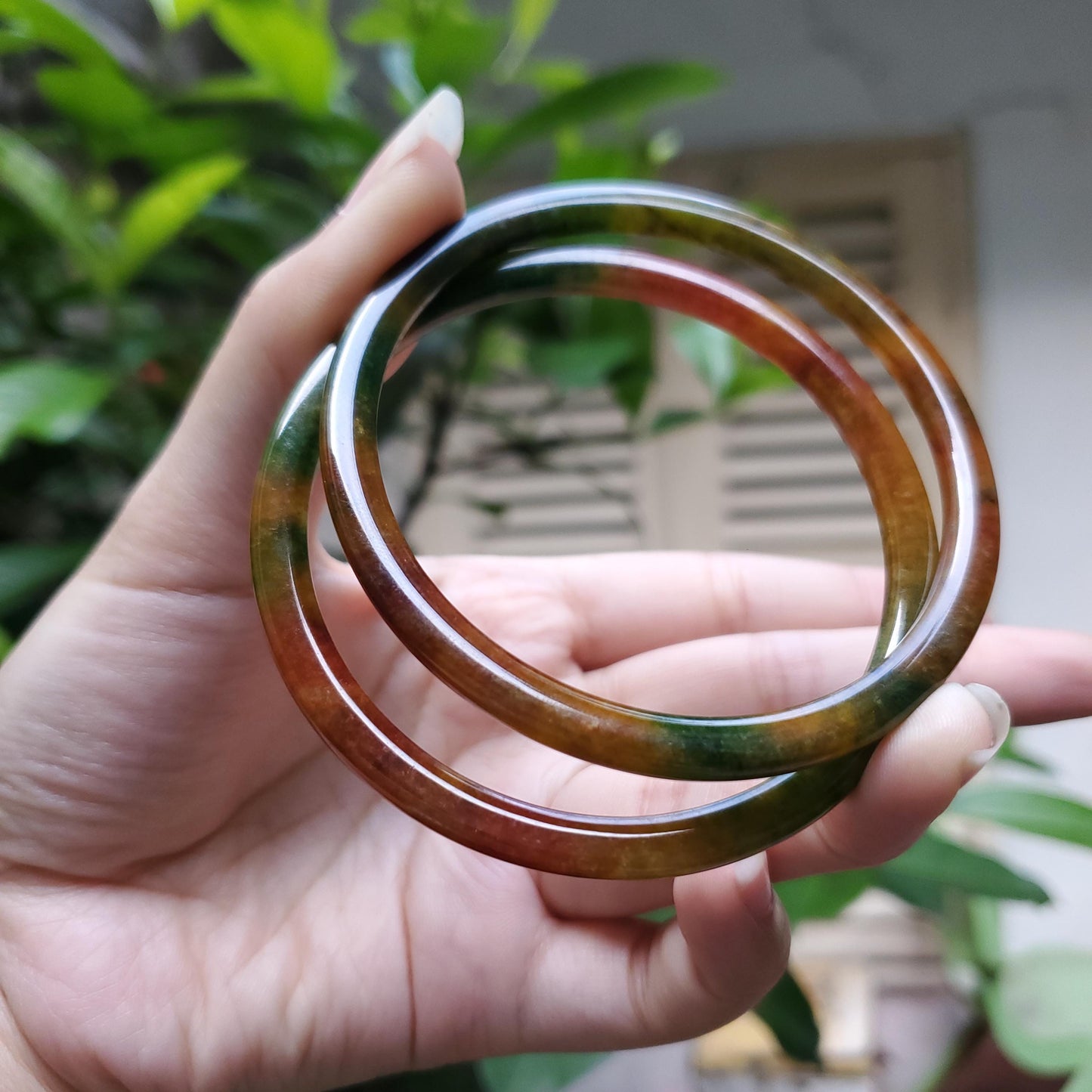 High Quality 48–60mm Pair Jadeite Jade Yellow Green Red YingMart Bracelets Gift for Her Mom Sister Mens Personalized Feng Shui