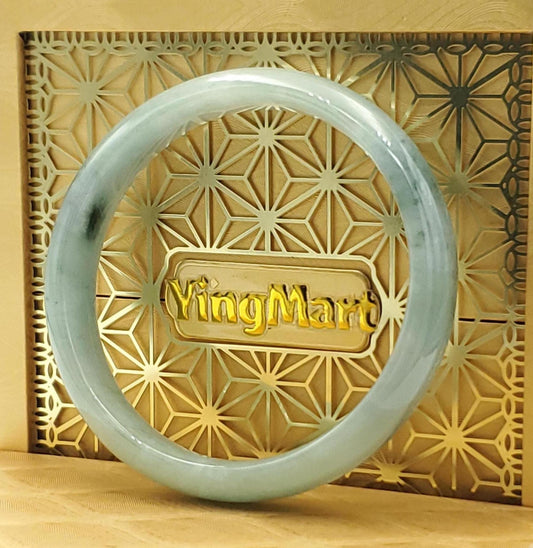 High Quality 48–72mm Natural-Colour Jade White to Blue Shade YingMart Jadeite Bangle Bracelets Burmese Gift for Her Grandma Mom