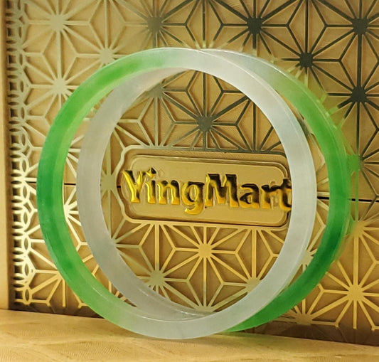 YingMart 48–72mm Jadeite Jade White Green Bangle Bracelets Gift for Her Grandma Mother Mens Personalized Feng Shui Jewelry