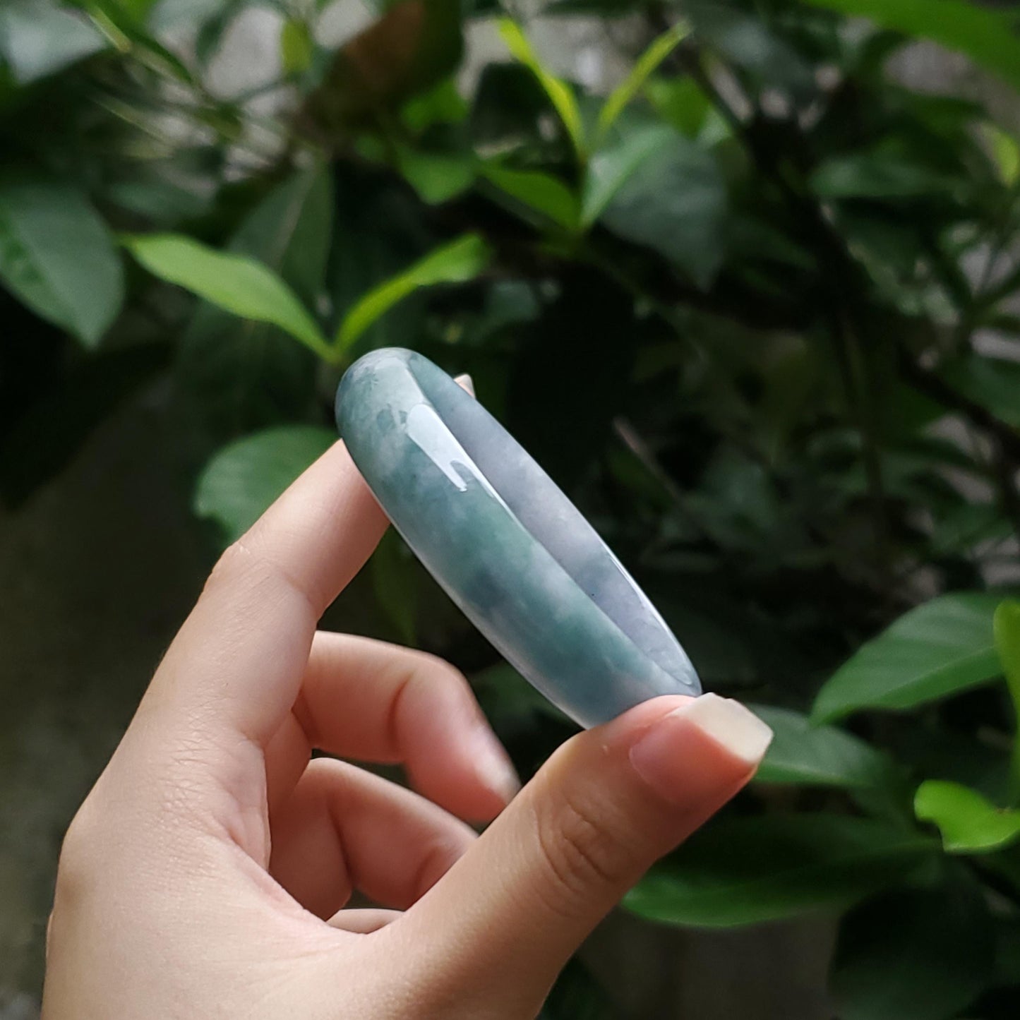 High Quality 50–60mm Natural-Colour Jade Light Purple Blue Bangle Bracelets Feng Shui Jewelry Gift for Her Mom Grandma Personalized