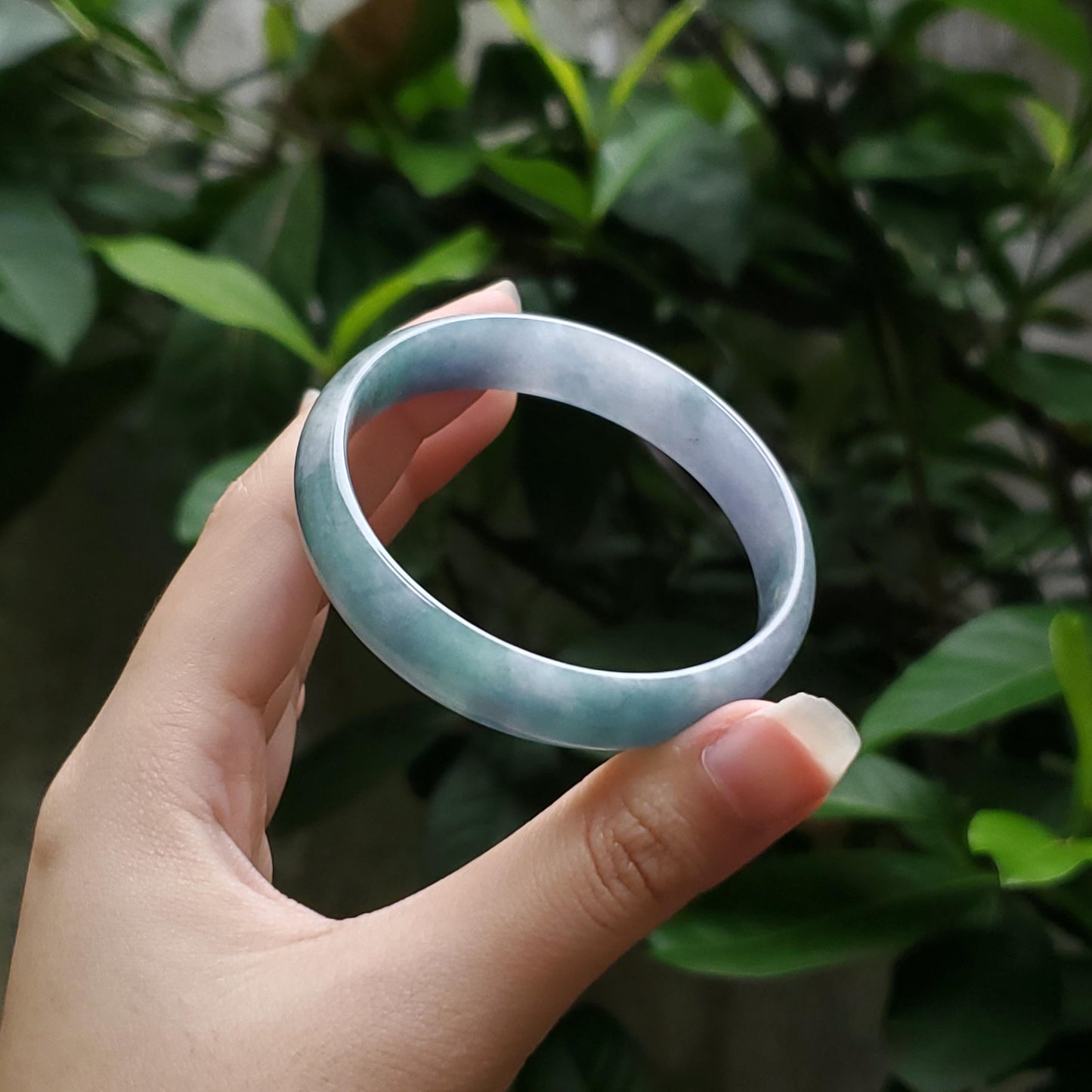 High Quality 50–60mm Natural-Colour Jade Light Purple Blue Bangle Bracelets Feng Shui Jewelry Gift for Her Mom Grandma Personalized