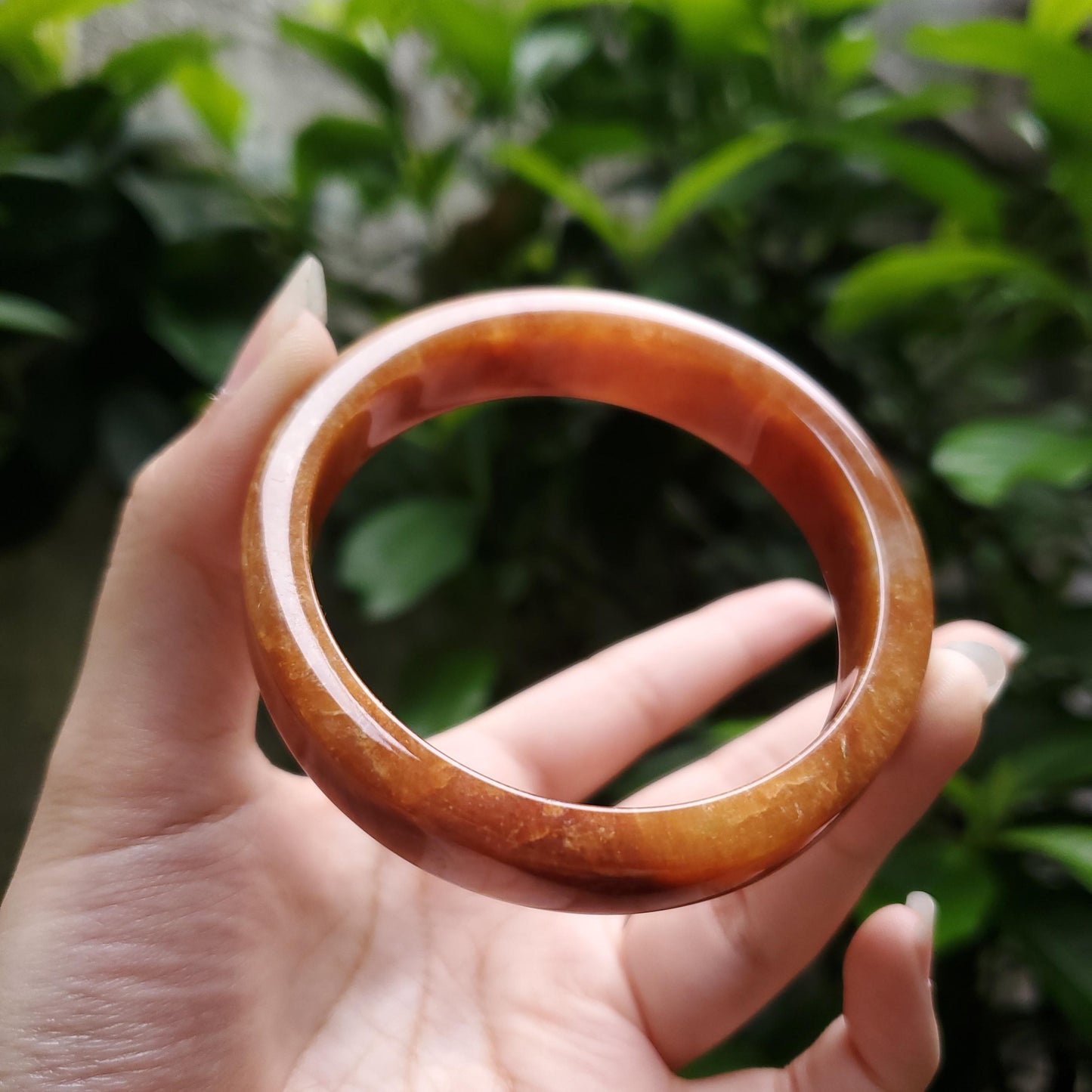 High Quality 48–60mm Jadeite Jade Orange "YingMart" Bangle Mens Mother Sister Feng Shui Gift for Her Personalized - Best Price