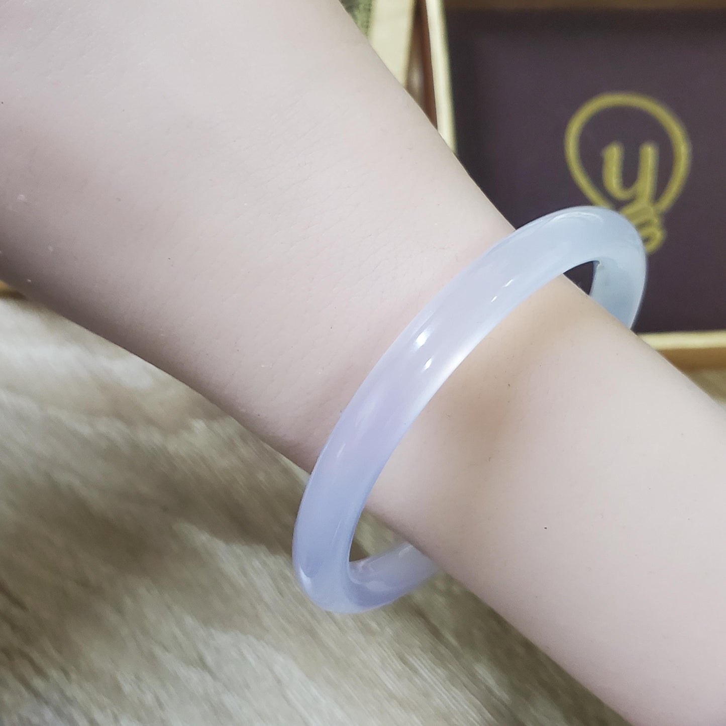 High Quality 50–60mm Genuine Type A Jade White Chalcedony Bangle Bracelets Gift for Her Mom Grandma Feng Shui Personalized