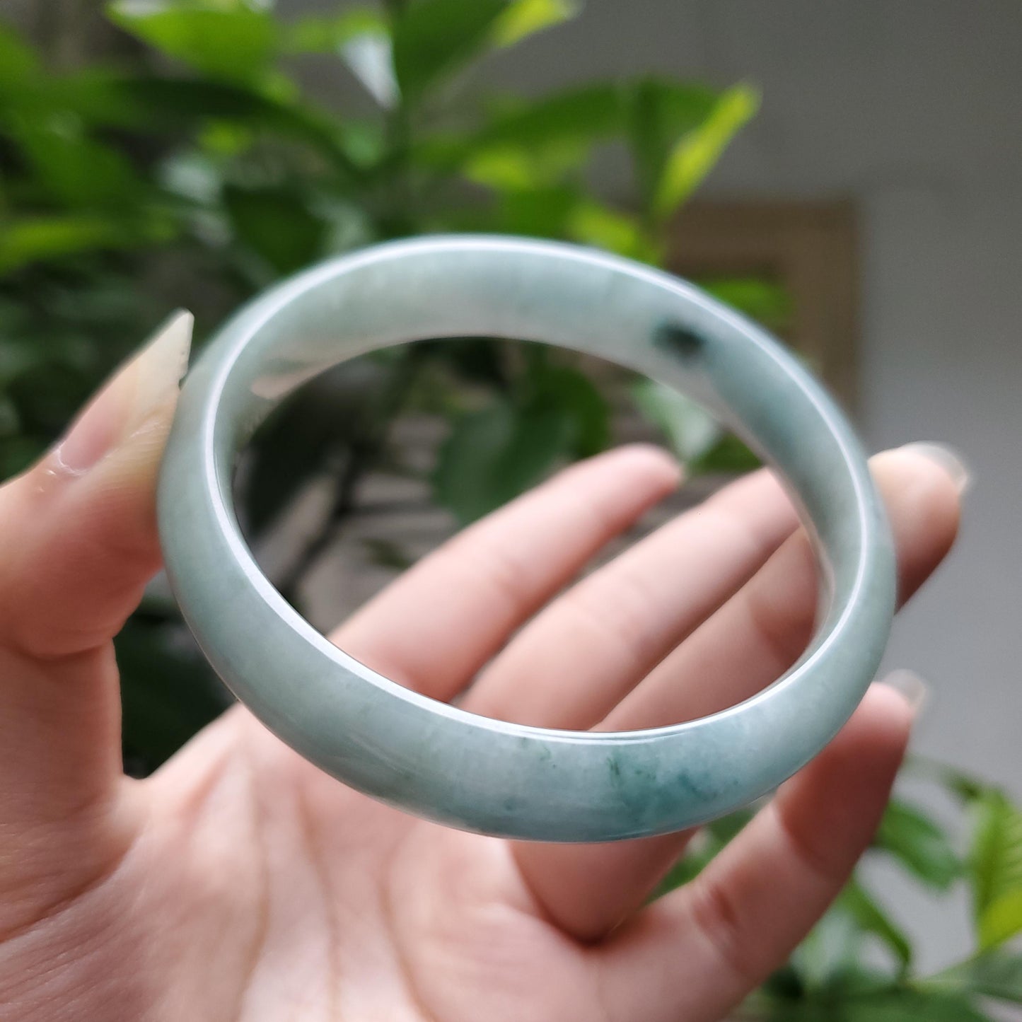 High Quality 48–72mm Natural-Colour Jade White to Blue Shade YingMart Jadeite Bangle Bracelets Burmese Gift for Her Grandma Mom