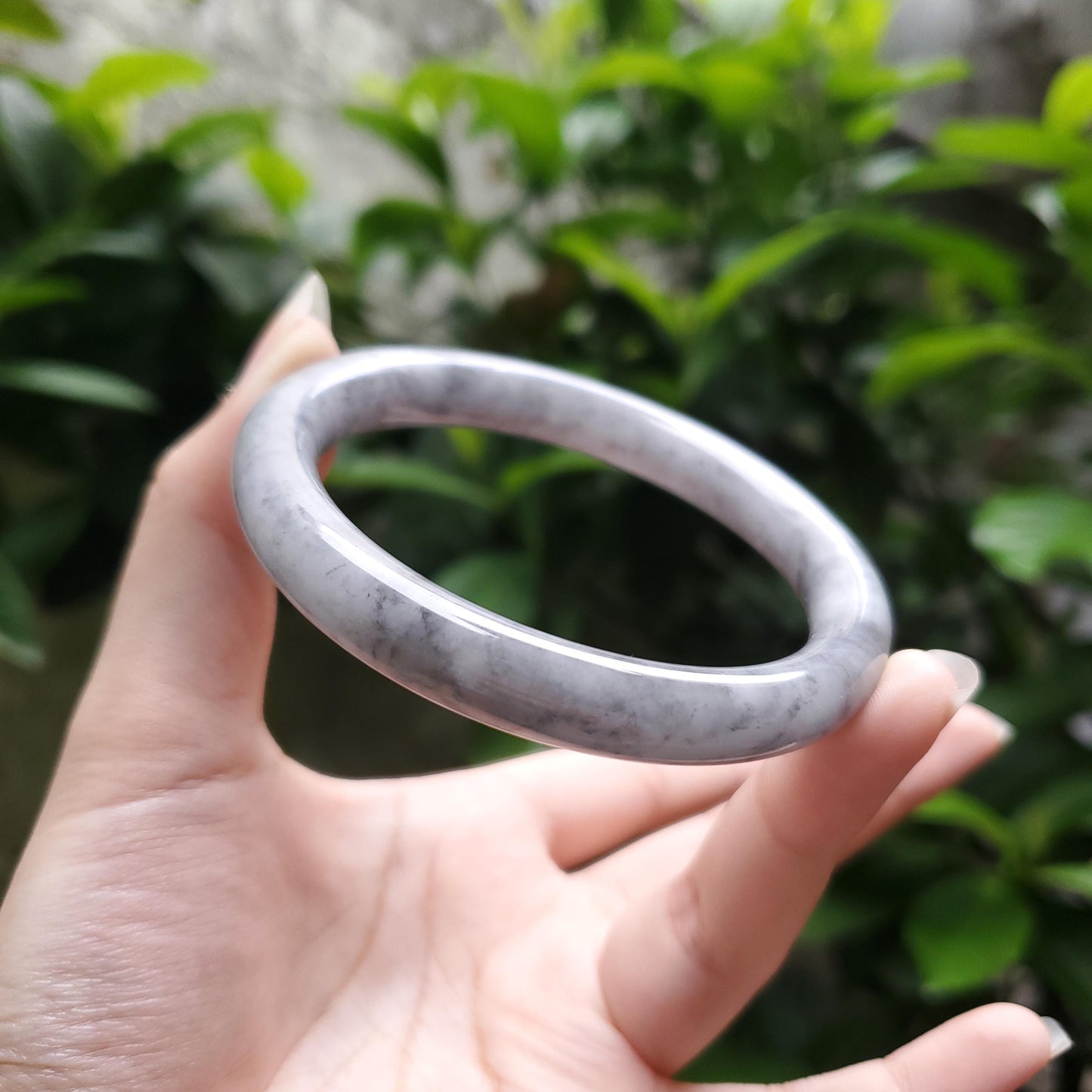 High Quality 48–72mm Genuine Type A Jade Grey White Black YingMart Jadeite Bangle Bracelets Gift for Her Grandmother Sister Mens