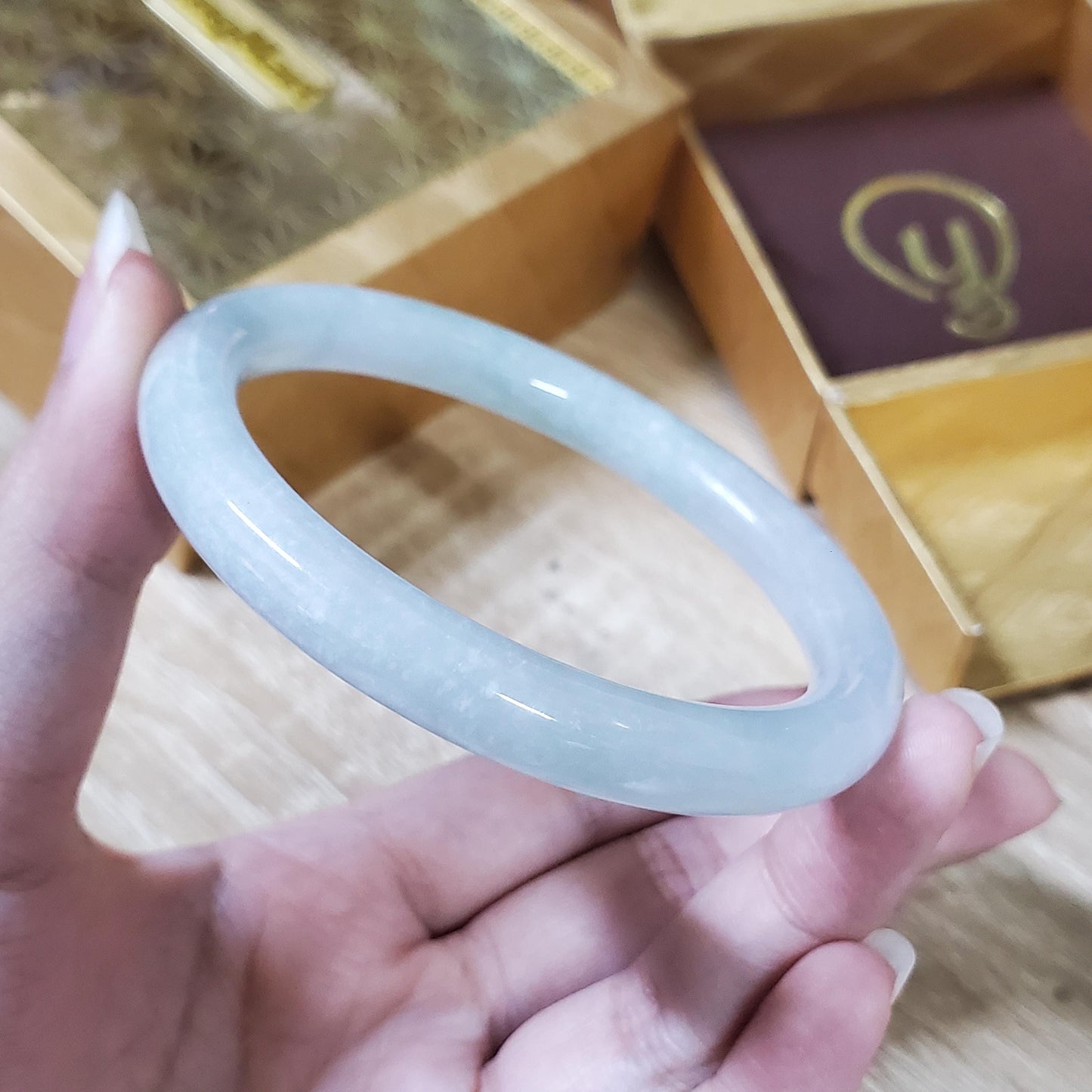 High Quality 48–72mm Jadeite Jade Light Green Purple YingMart Bangle Gift for Her Grandma Sister Mom Mens Feng Shui Personalized