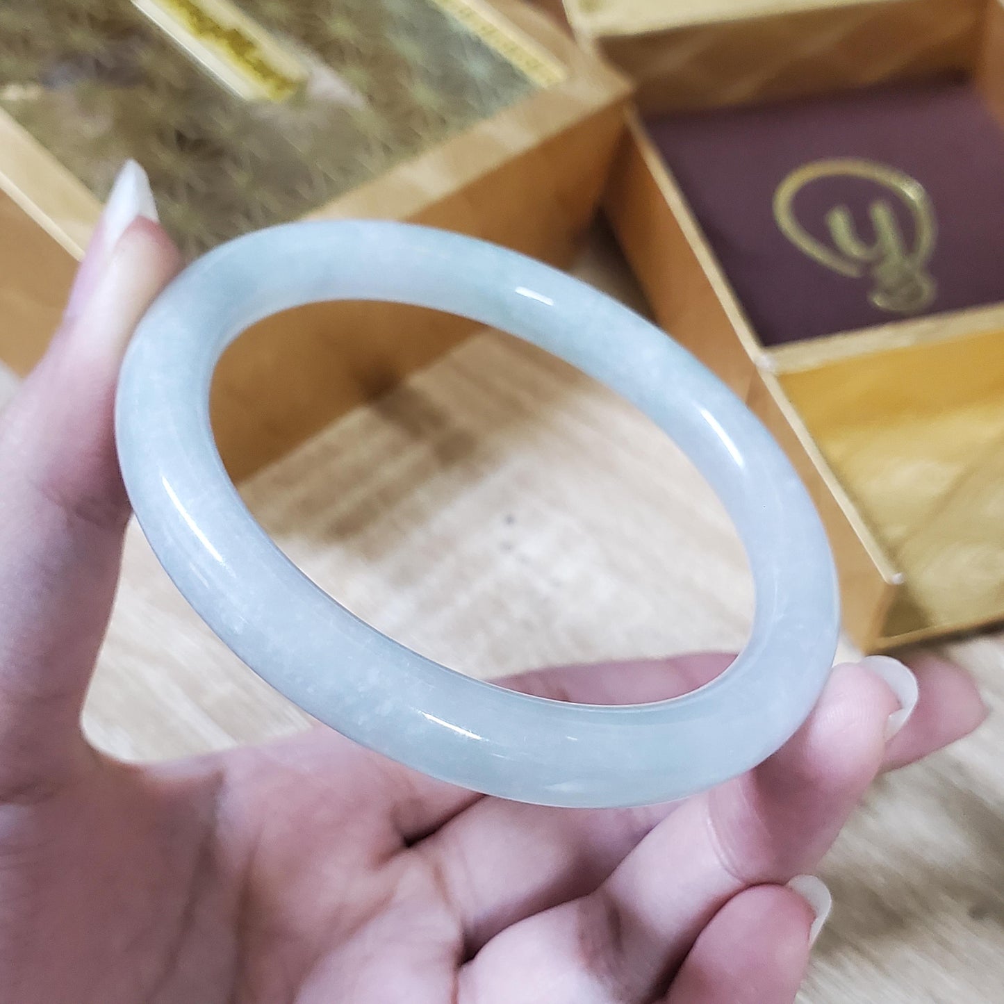 High Quality 48–72mm Jadeite Jade Light Green Purple YingMart Bangle Gift for Her Grandma Sister Mom Mens Feng Shui Personalized