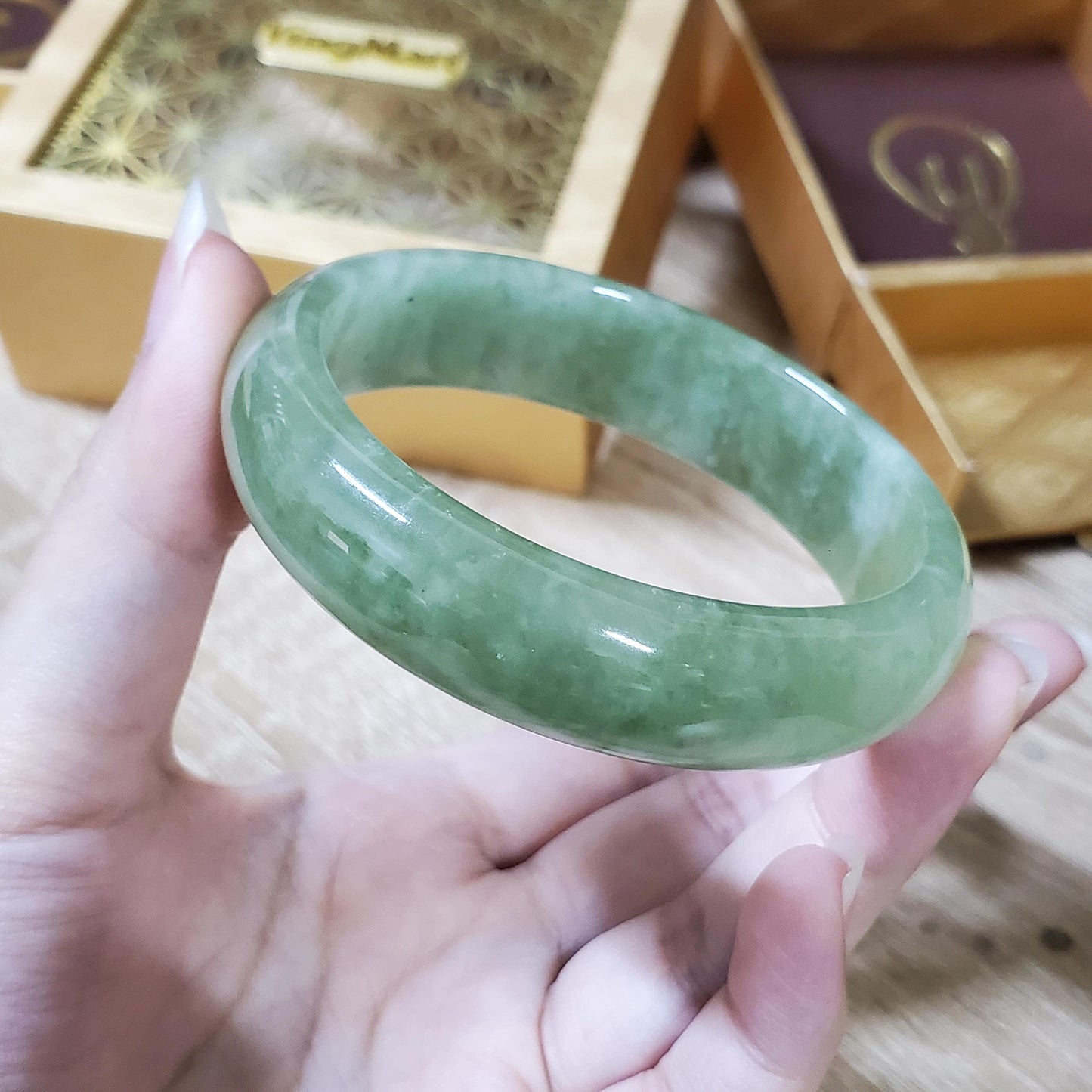 High Quality 48–60mm Jadeite Jade Olive Green YingMart Bangle Grandma Gift for Her Sister Mens Personalized Feng Shui Jewelry