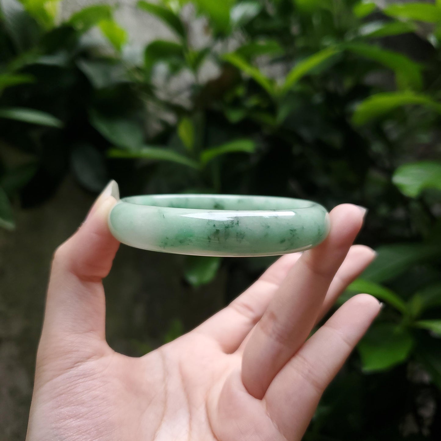 High Quality 48–72mm Natural-Colour Jade Cert No. B Green White YingMart Jadeite Bangle Bracelets Gift for Her Mother Grandma Mens