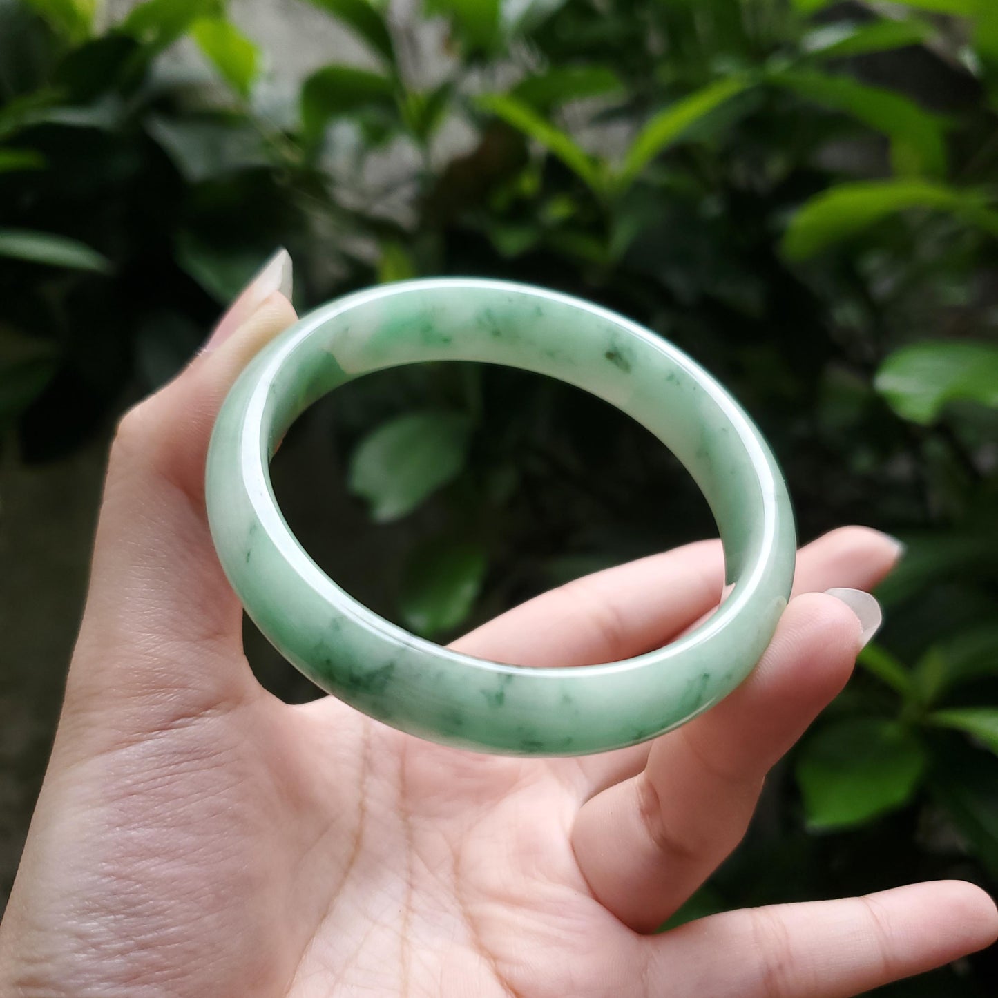 High Quality 48–72mm Natural-Colour Jade Cert No. B Green White YingMart Jadeite Bangle Bracelets Gift for Her Mother Grandma Mens