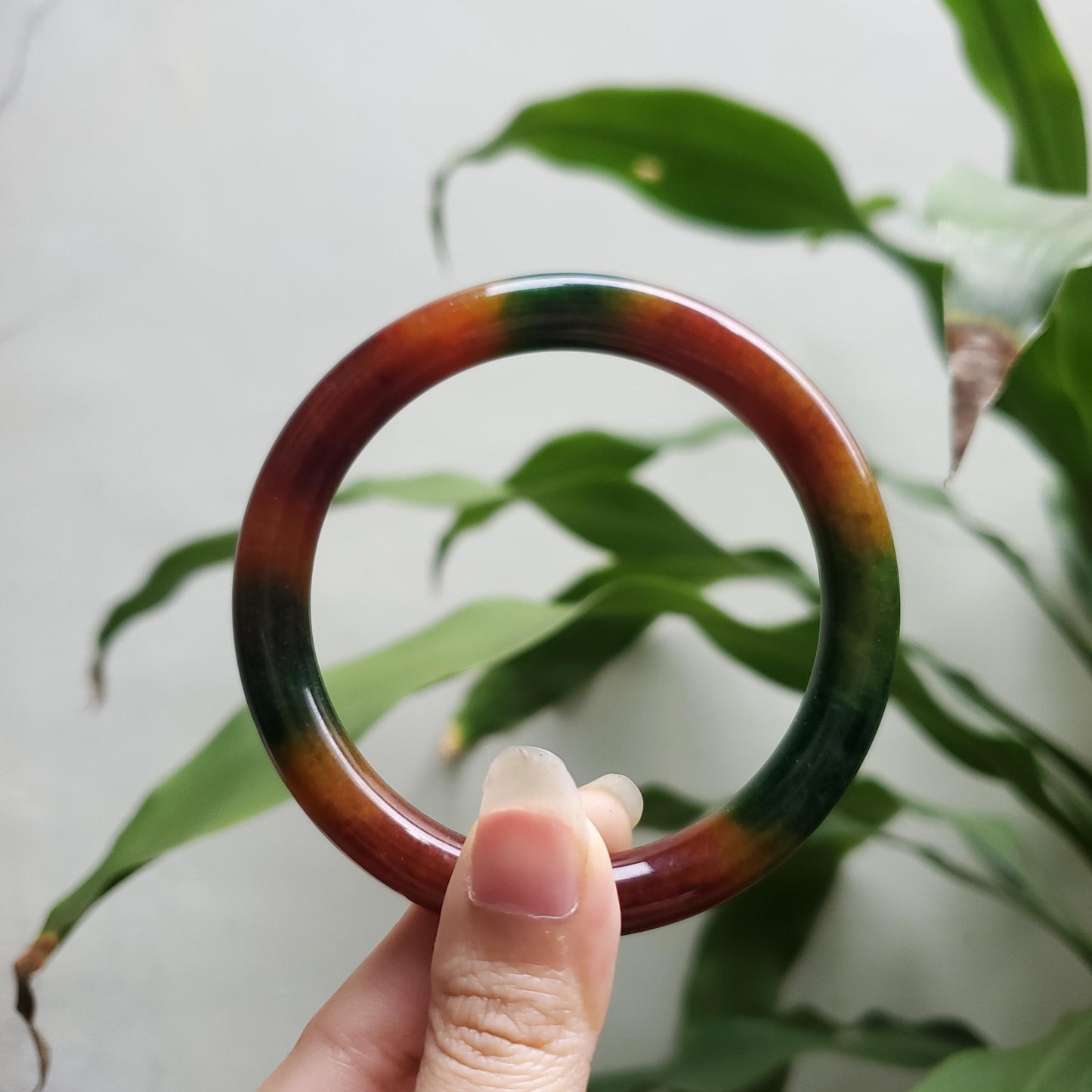 High Quality 48–72mm Jadeite Jade Yellow Green Black Brown Spot YingMart Bangle Bracelets Gift for Her Feng Shui Grandma Sister