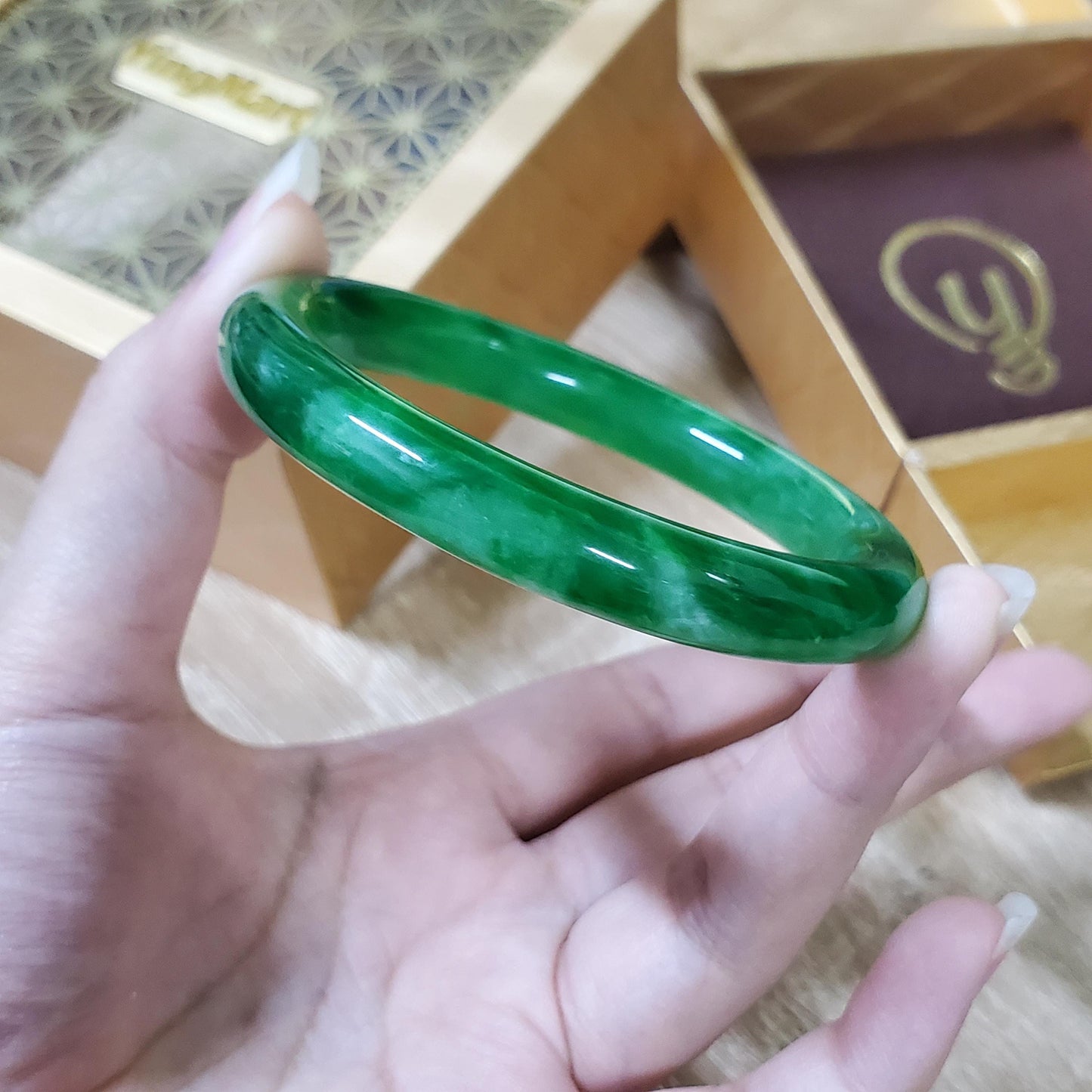 High Quality 48–72mm Jadeite Jade Green YingMart Bangle Bracelets Gift for Her Sister Feng Shui Grandma Mom