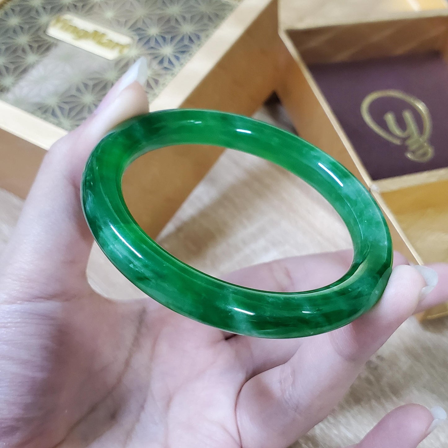 High Quality 48–72mm Jadeite Jade Green YingMart Bangle Bracelets Gift for Her Sister Feng Shui Grandma Mom