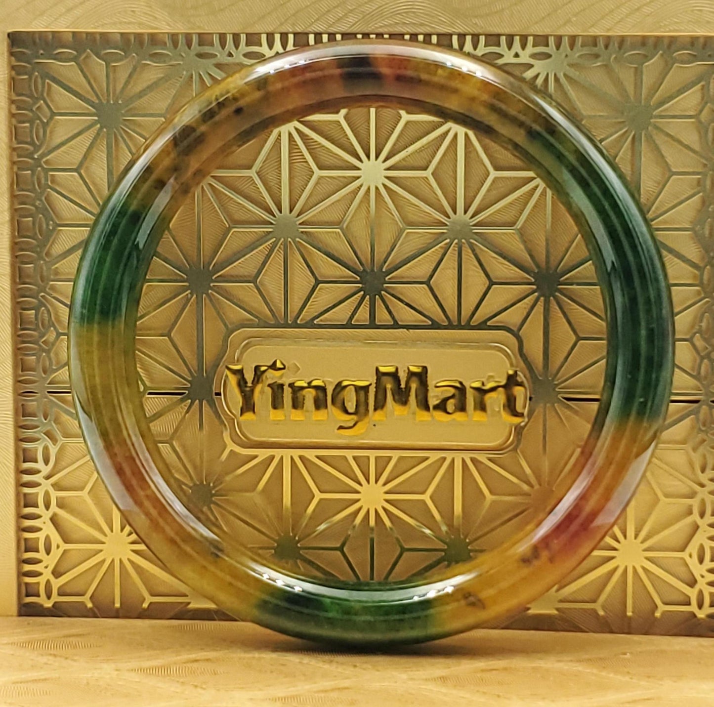 High Quality 48–72mm Jadeite Jade Yellow Green Black Veins YingMart Bangle Bracelets Gift for Her Feng Shui Grandma Sister Mom