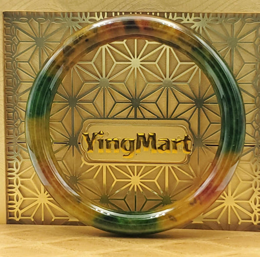 High Quality 48–72mm Jadeite Jade Yellow Green Black Veins YingMart Bangle Bracelets Gift for Her Feng Shui Grandma Sister Mom