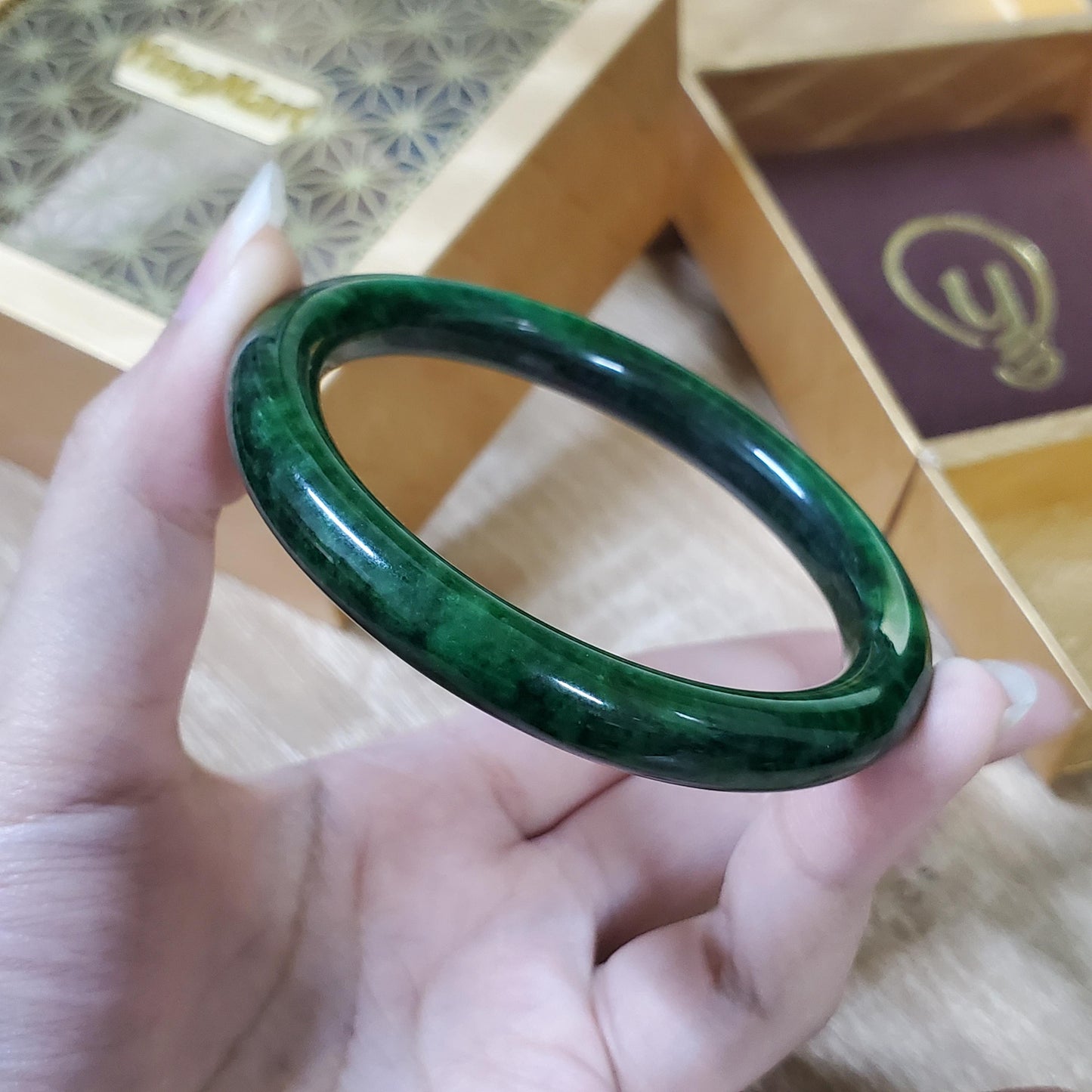 High Quality 48–72mm Jadeite Jade Dark Green YingMart Bangle Bracelets Gift for Her Feng Shui Grandma Sister Mom Mens
