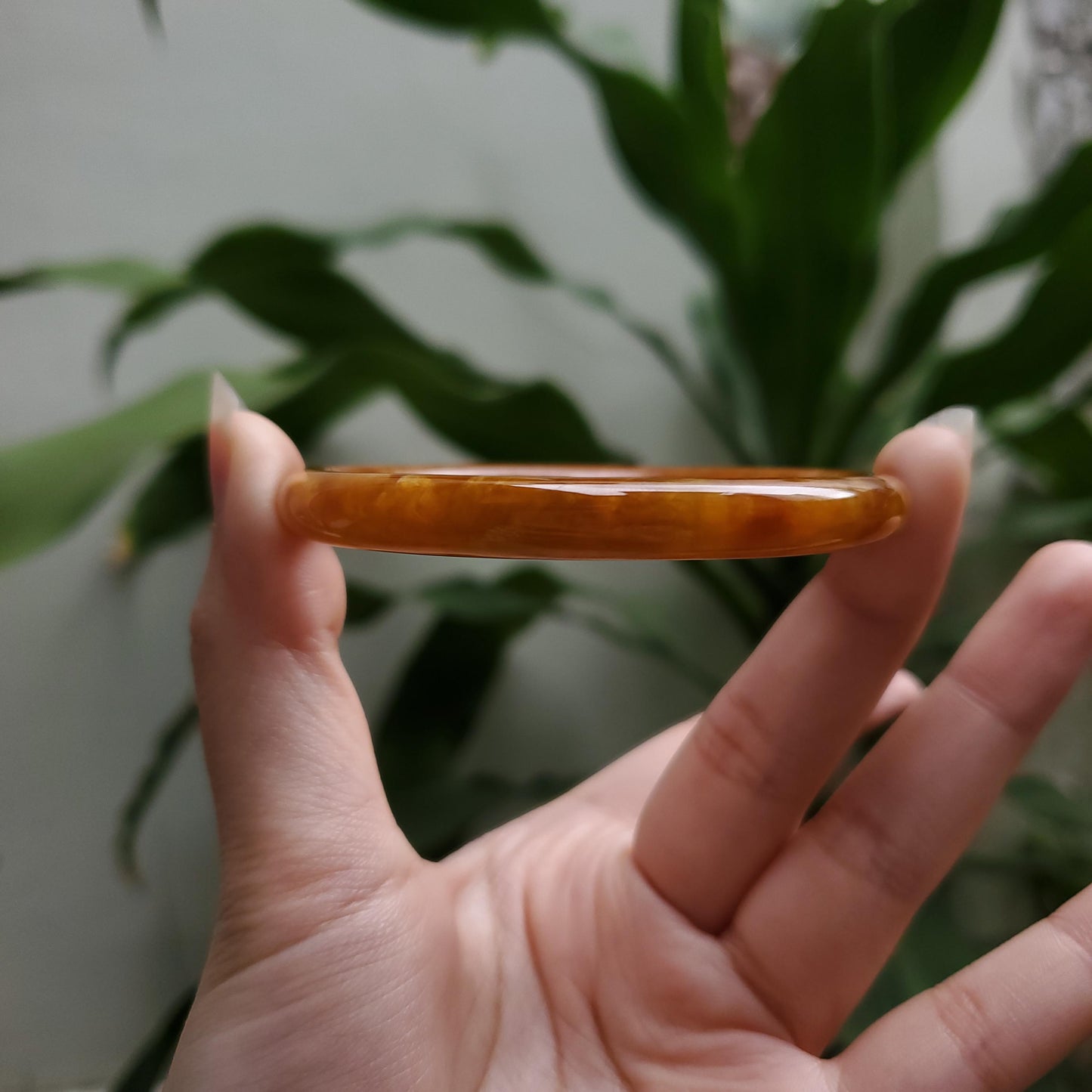 High Quality 48–72mm Jadeite Jade Orange YingMart Bangle Bracelets Gift for Her Mom Feng Shui Grandma Sister Mens