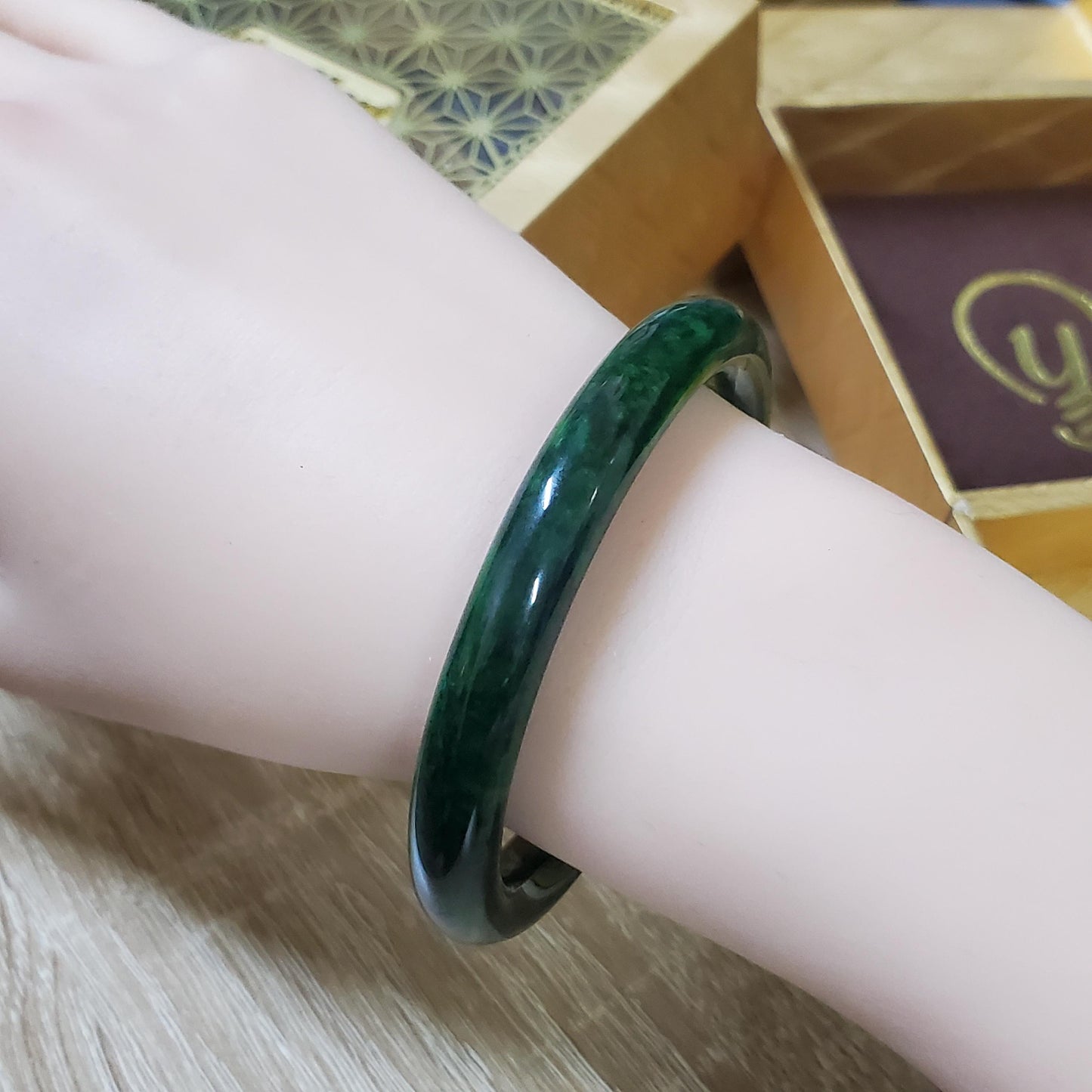 Jade Bangle 48-60mm up | Yingmart Dark Green Jade Jadeite Bracelet for Men, Women, Grandmother, Sister – Vintage Elegance