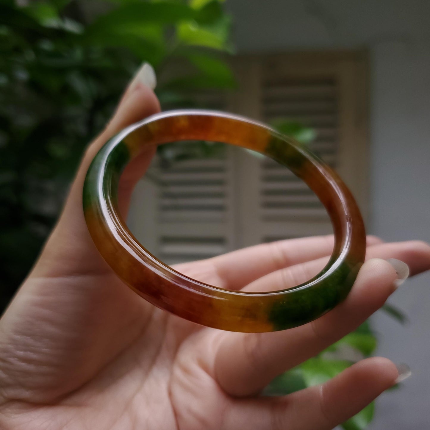High Quality 48–72mm Jadeite Jade Yellow Green Spot YingMart Bangle Bracelets Gift for Her Mom Feng Shui Grandma Sister Mens