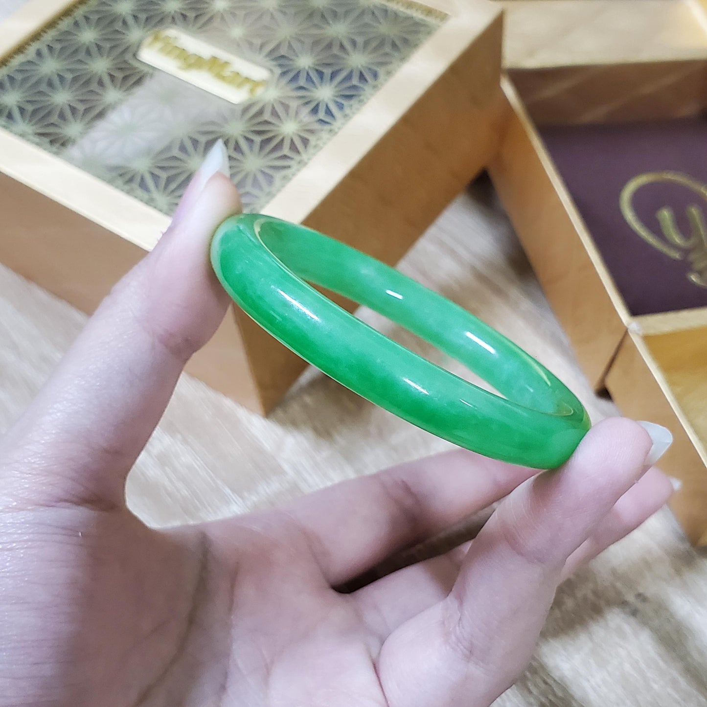 High Quality 48–72mm Jadeite Jade Green YingMart Bangle Bracelets Gift for Her Mom Feng Shui Grandma Sister Mens