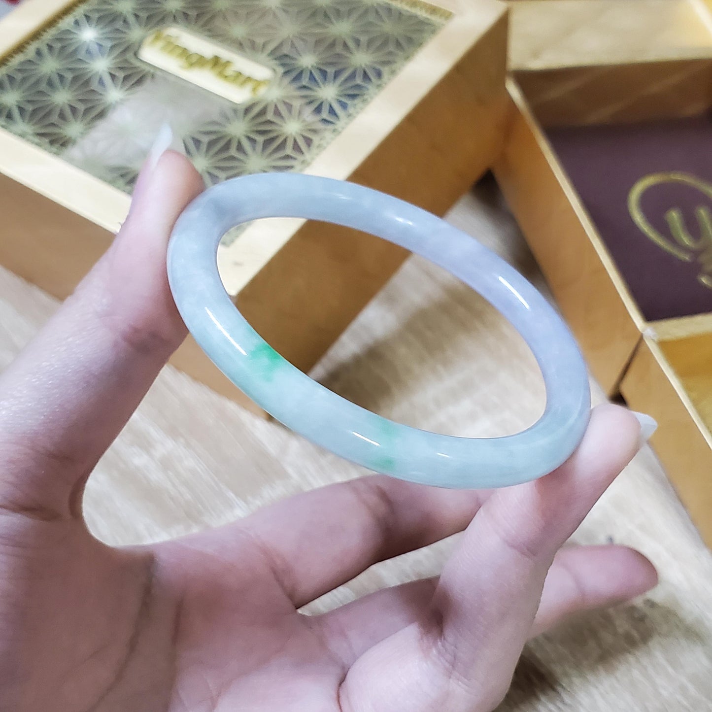 High Quality 48–72mm Natural-Colour Jade White Green YingMart Bangle Bracelets Gift for Her Feng Shui Mom Grandma Sister Mens