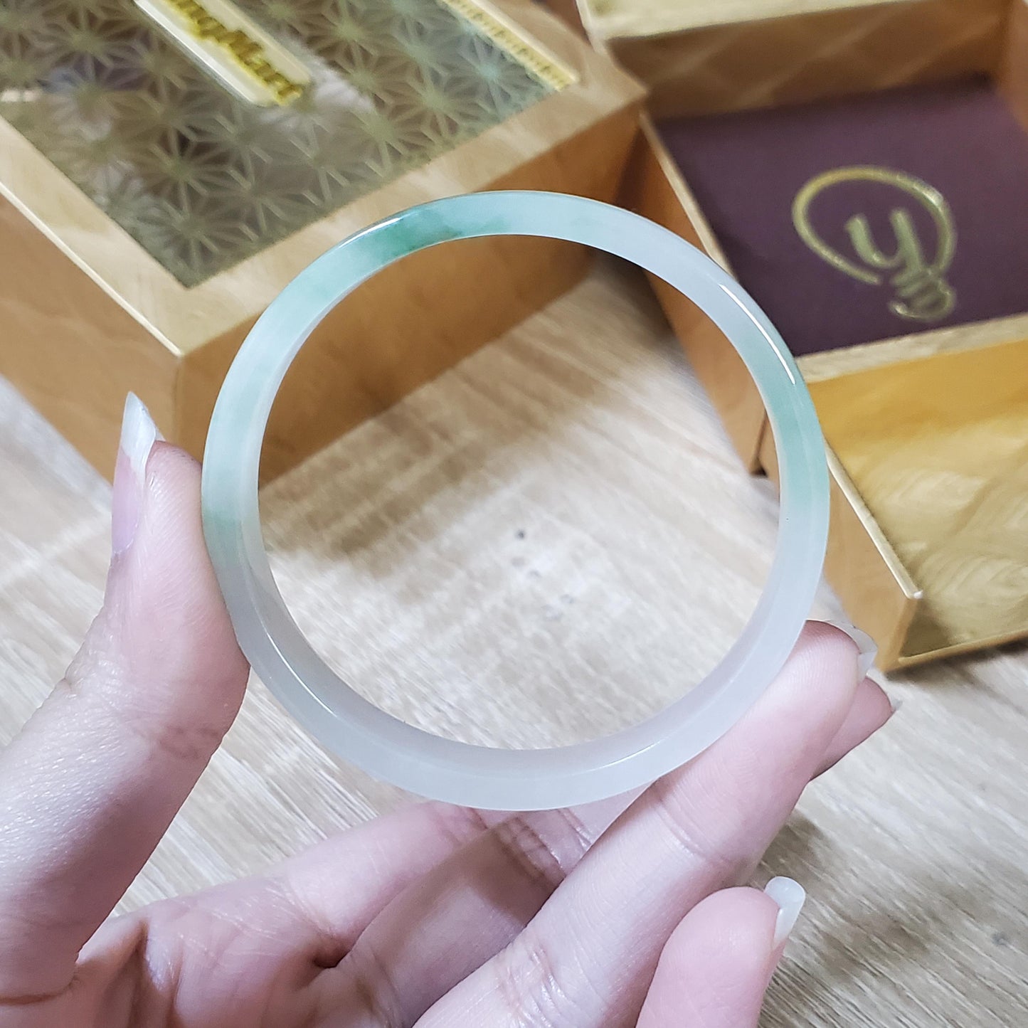 High Quality 48–72mm Natural-Colour Jade White Green Bangle Bracelets Gift for Her Mom Grandma Feng Shui Personalized Jewelry