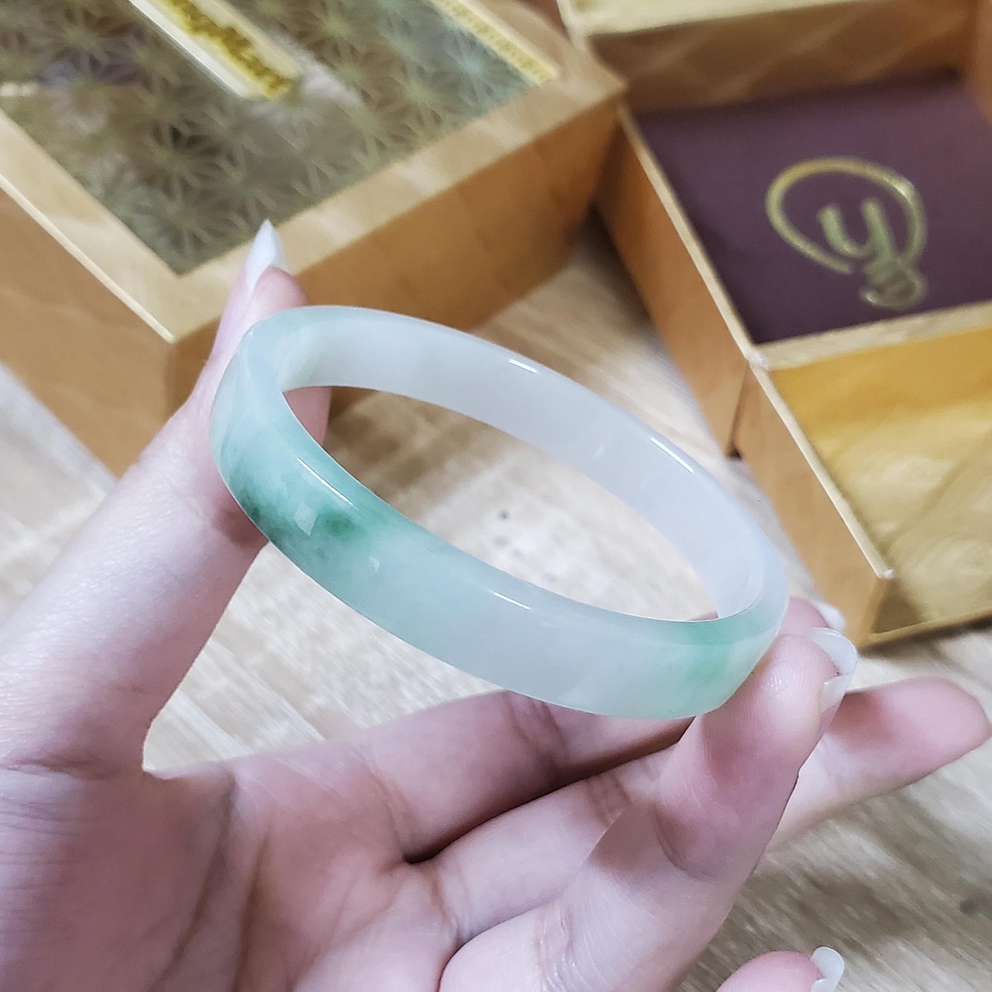 High Quality 48–72mm Natural-Colour Jade White Green Bangle Bracelets Gift for Her Mom Grandma Feng Shui Personalized Jewelry