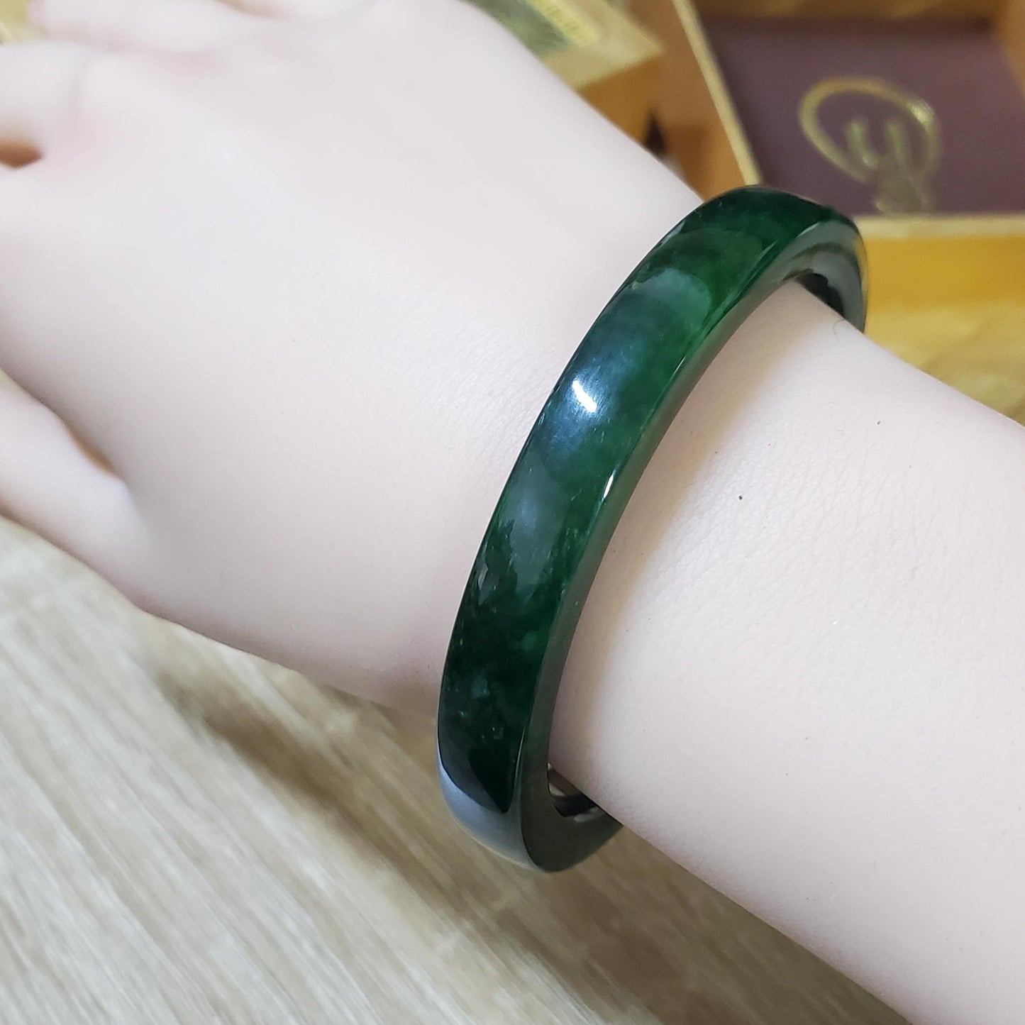 High Quality 48β72mm Jadeite Jade Dark Green YingMart Bangle Bracelets Burmese Gift for Her Grandma Personalized