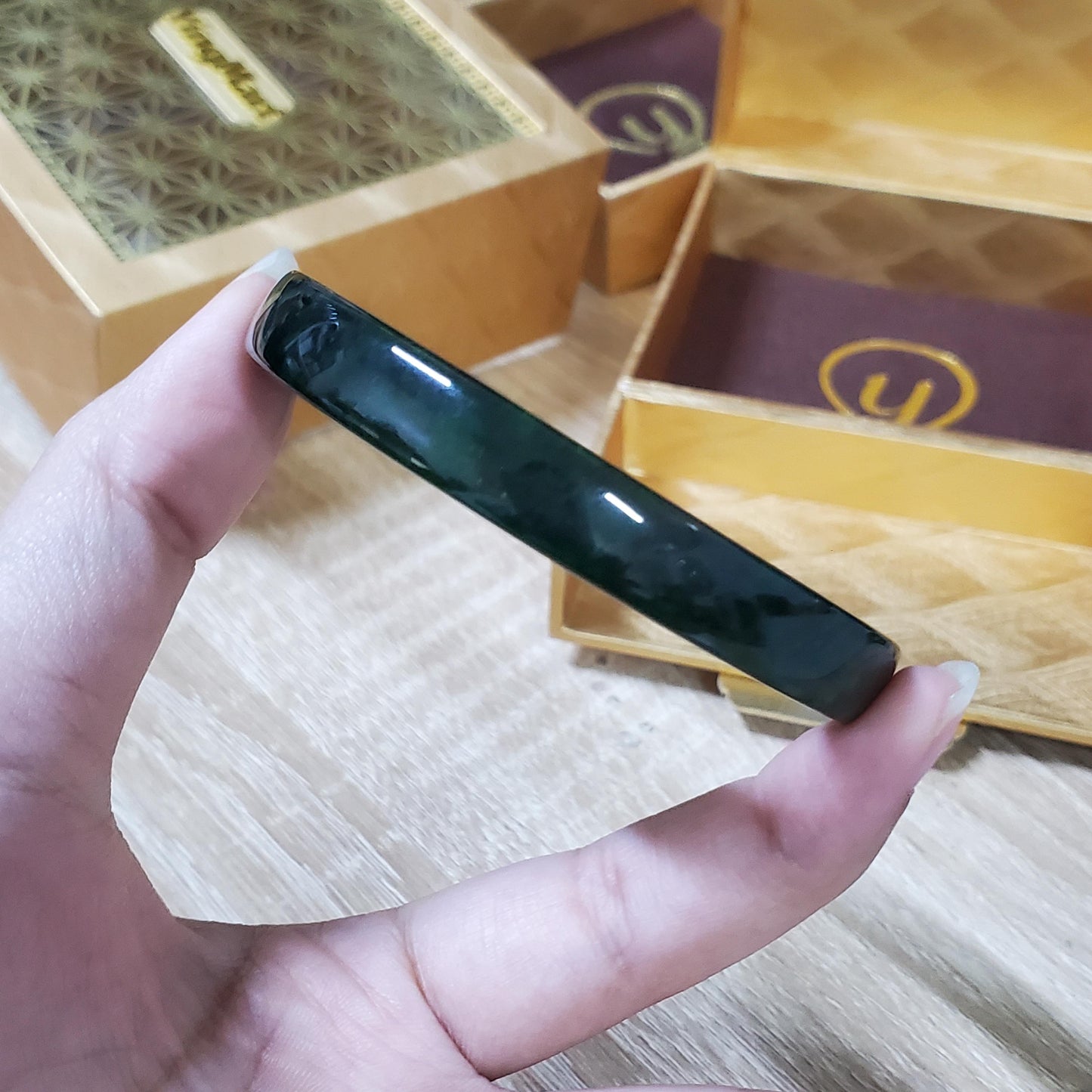 High Quality 48β72mm Jadeite Jade Dark Green YingMart Bangle Bracelets Burmese Gift for Her Grandma Personalized