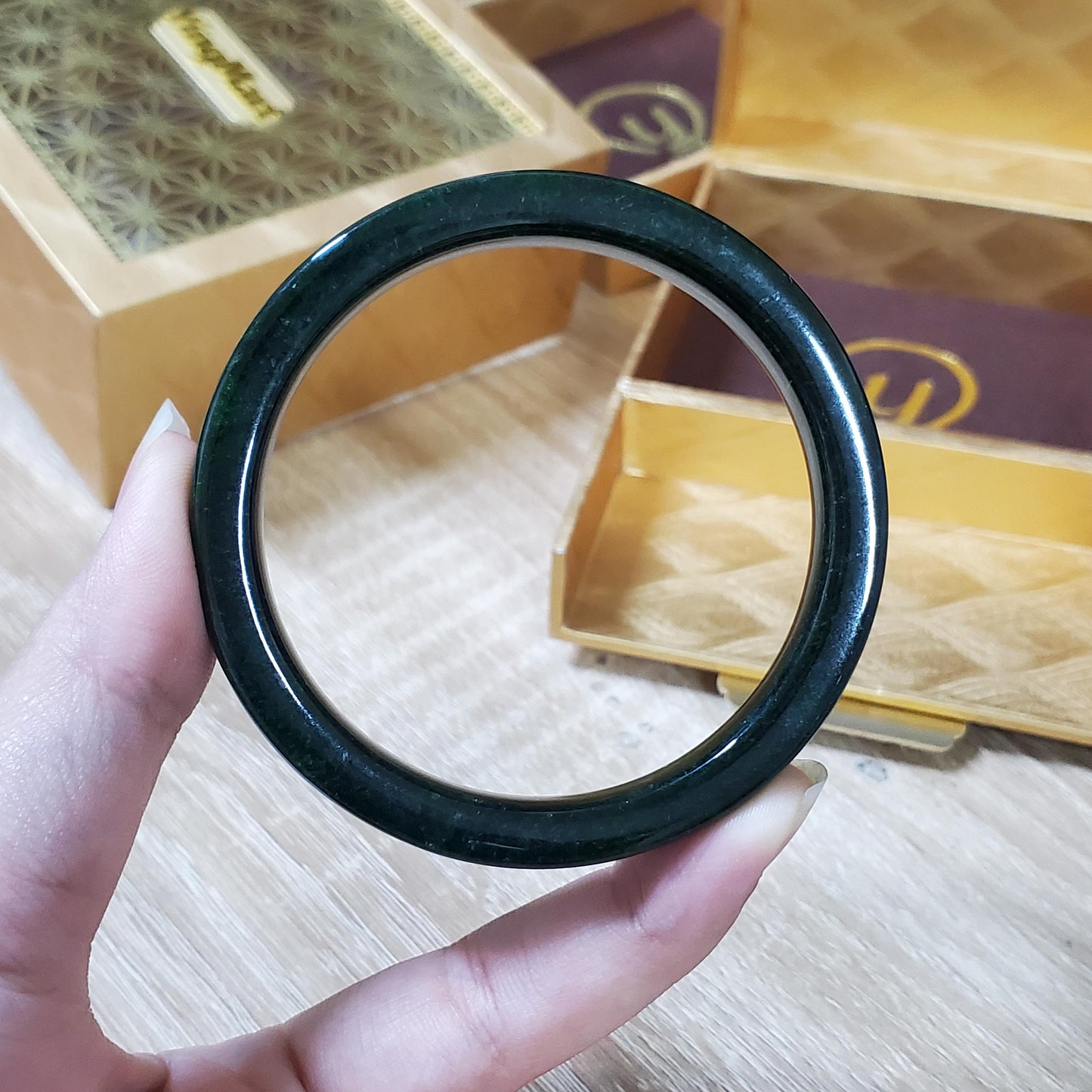 High Quality 48β72mm Jadeite Jade Dark Green YingMart Bangle Bracelets Burmese Gift for Her Grandma Personalized