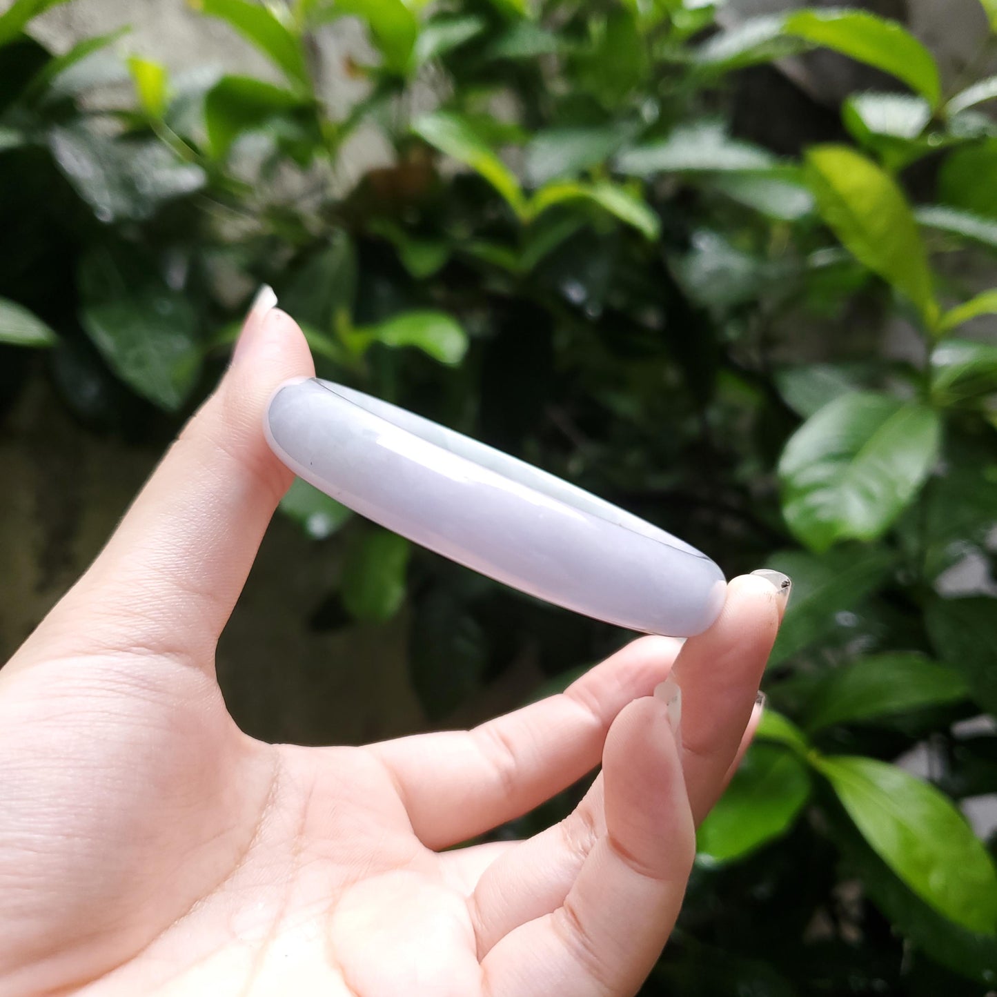 High Quality 48–72mm Natural-Colour Jade Very Light Purple to Light Green Bangle Gift for Her Mom Grandma Feng Shui Personalized