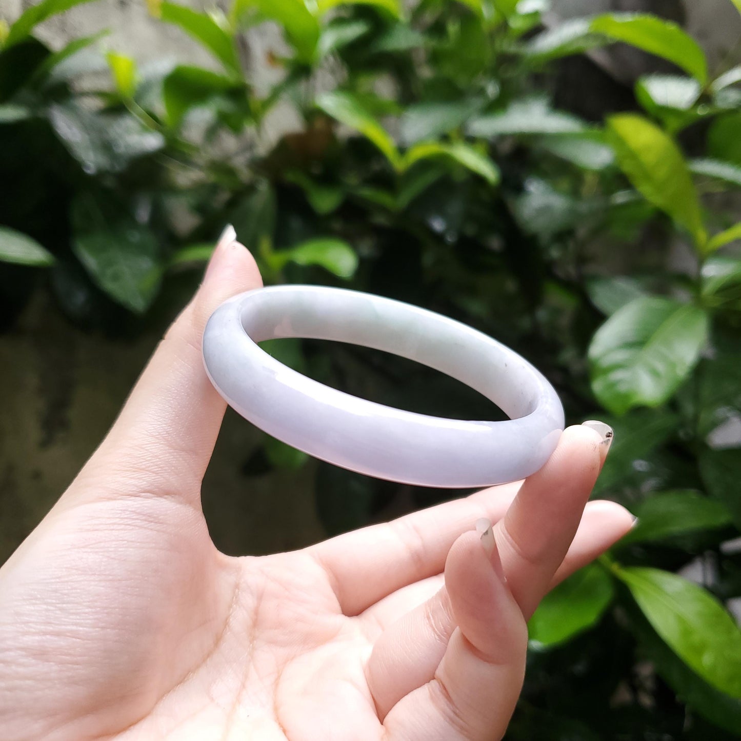 High Quality 48–72mm Natural-Colour Jade Very Light Purple to Light Green Bangle Gift for Her Mom Grandma Feng Shui Personalized
