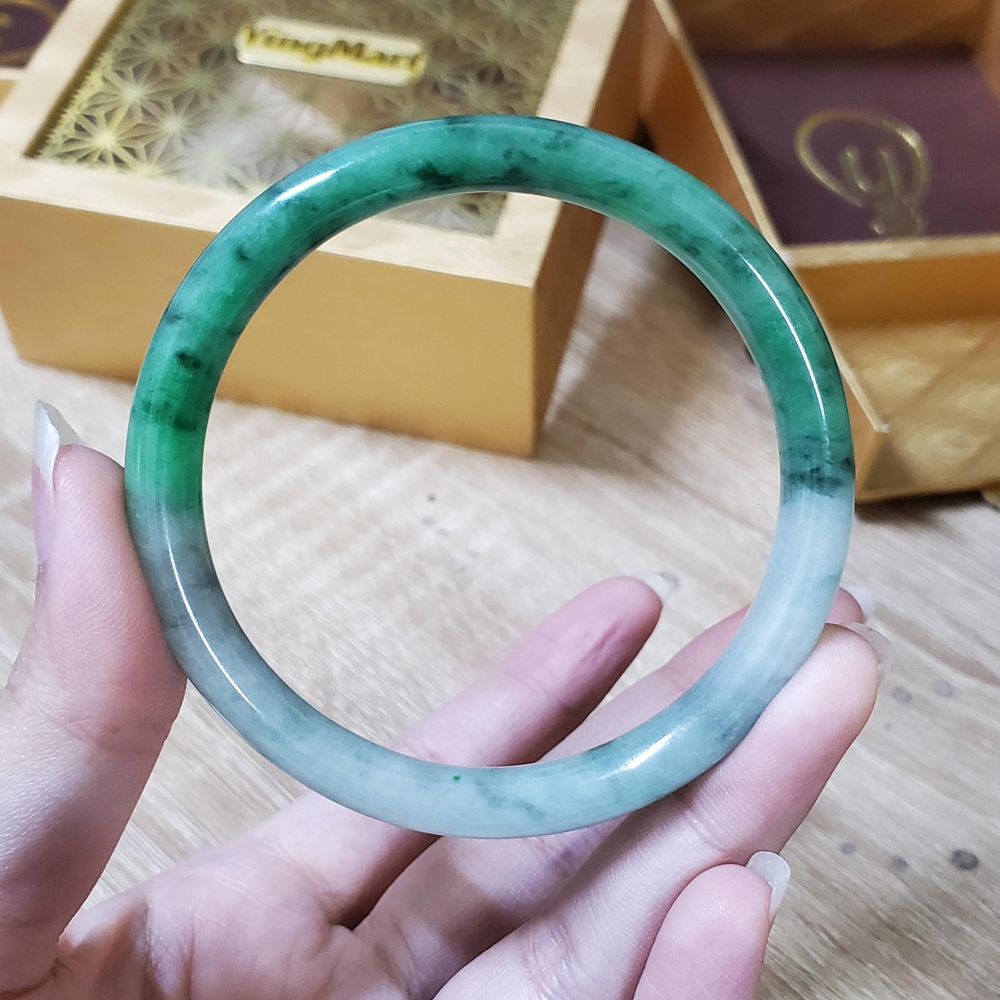 High Quality 48–72mm Natural-Colour Jade White Green YingMart Bangle Gift for Mom Grandma Sister Mens Feng Shui Personalized