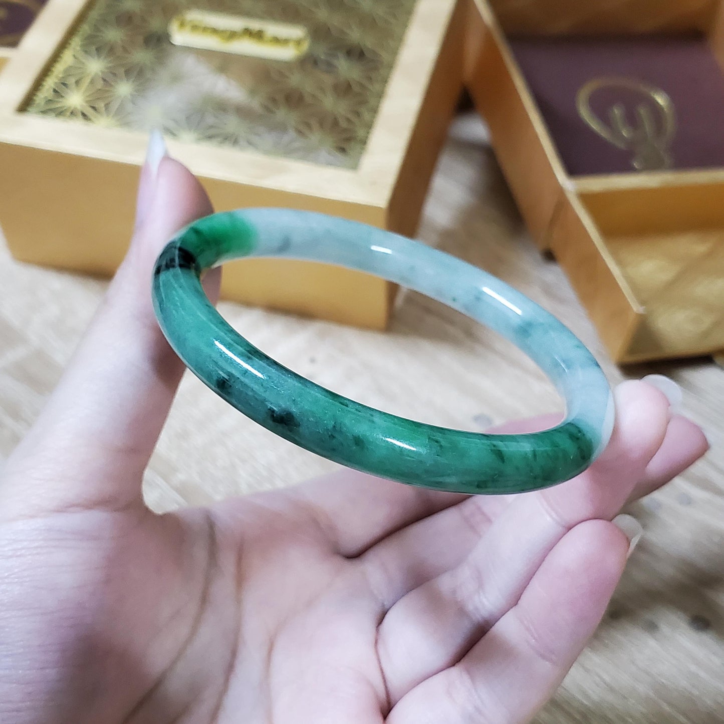 High Quality 48–72mm Natural-Colour Jade White Green YingMart Bangle Gift for Mom Grandma Sister Mens Feng Shui Personalized