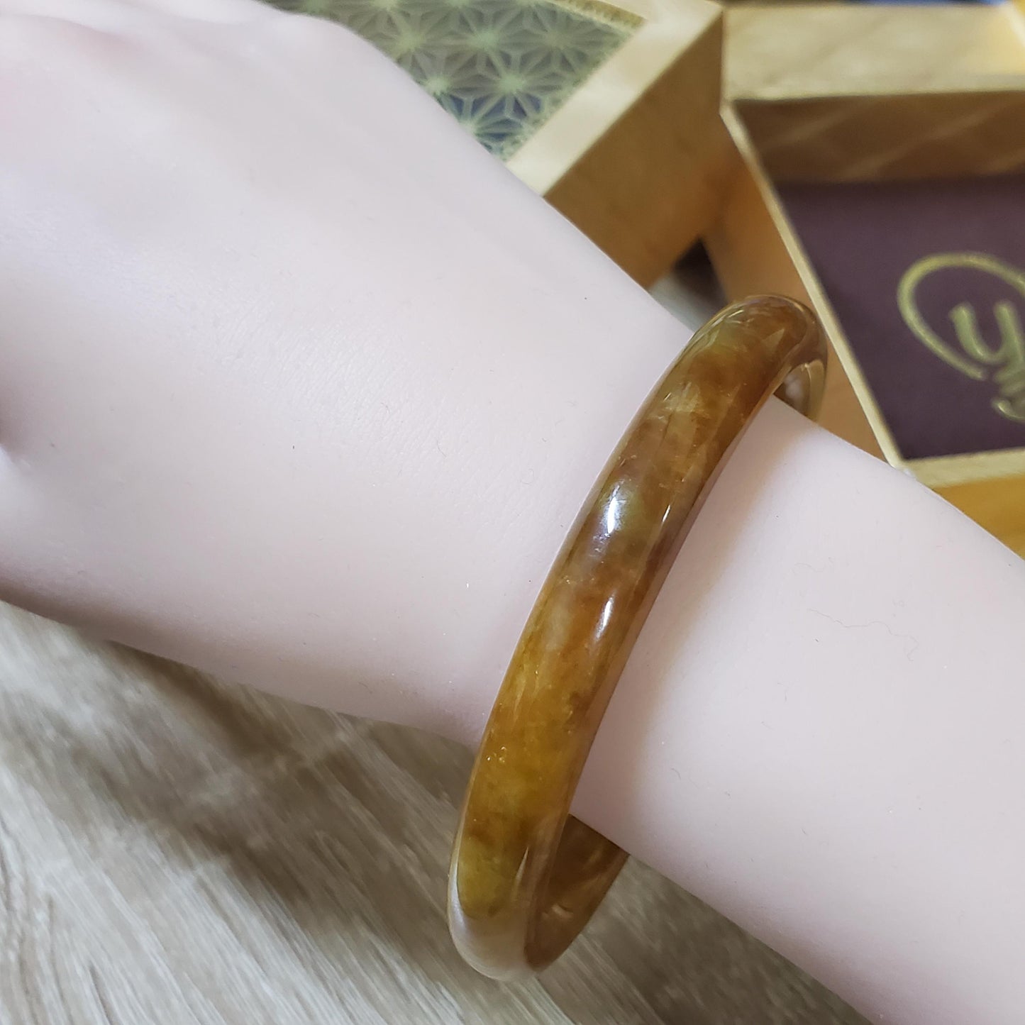 High Quality 48–72mm Jadeite Jade Orange YingMart Bangle Bracelets Gift for Her Mom Sister Feng Shui Grandma Mens