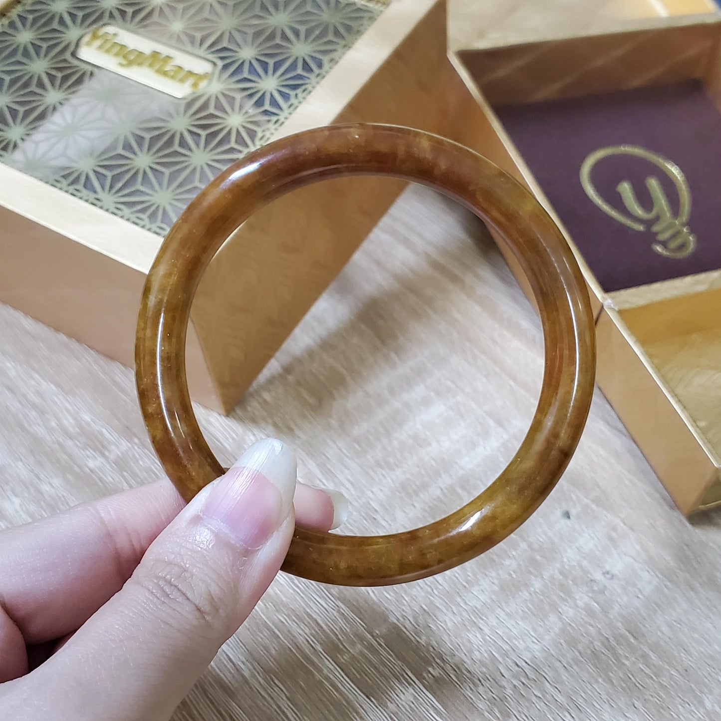 High Quality 48–72mm Jadeite Jade Orange YingMart Bangle Bracelets Gift for Her Mom Sister Feng Shui Grandma Mens