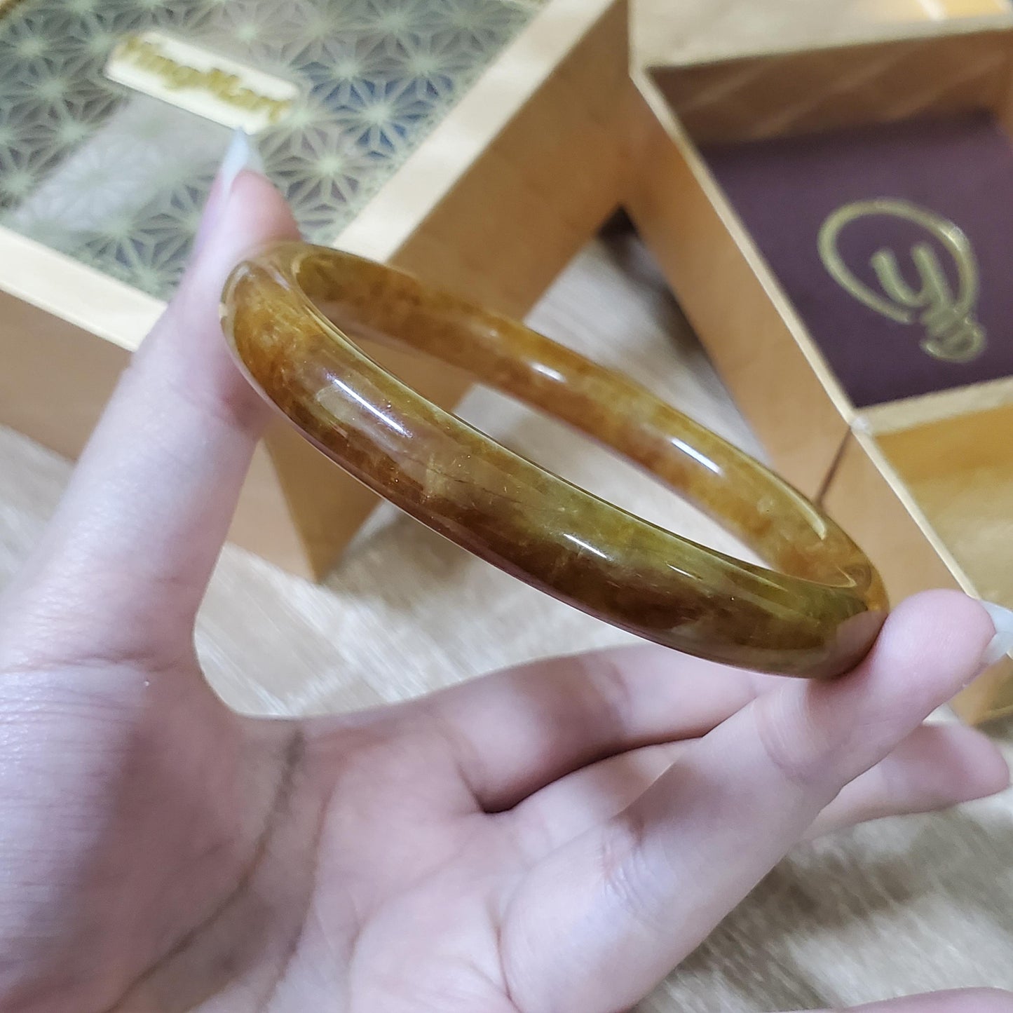 High Quality 48–72mm Jadeite Jade Orange YingMart Bangle Bracelets Gift for Her Mom Sister Feng Shui Grandma Mens