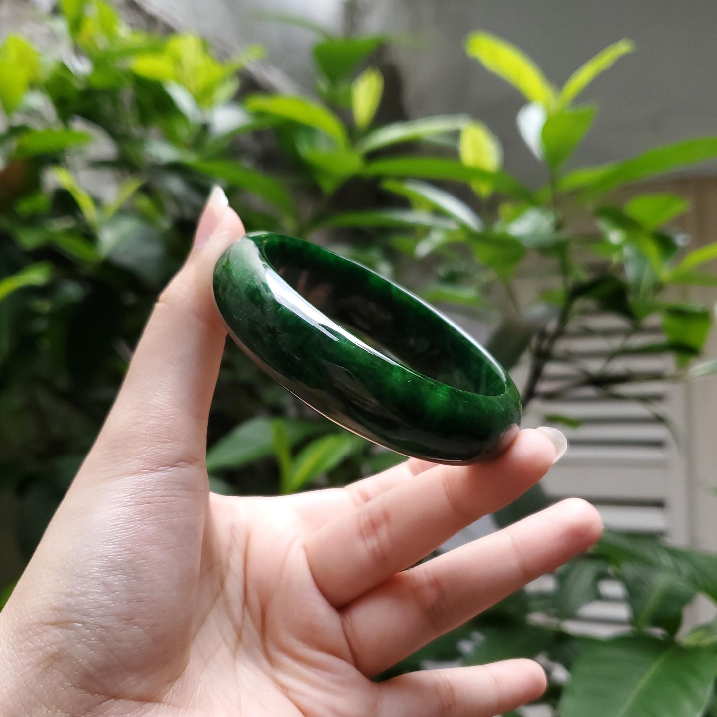 High Quality 48–72mm Jadeite Jade Dark Green Bangle Gift for Her Grandma Mens Mother Sister Feng Shui Personalized